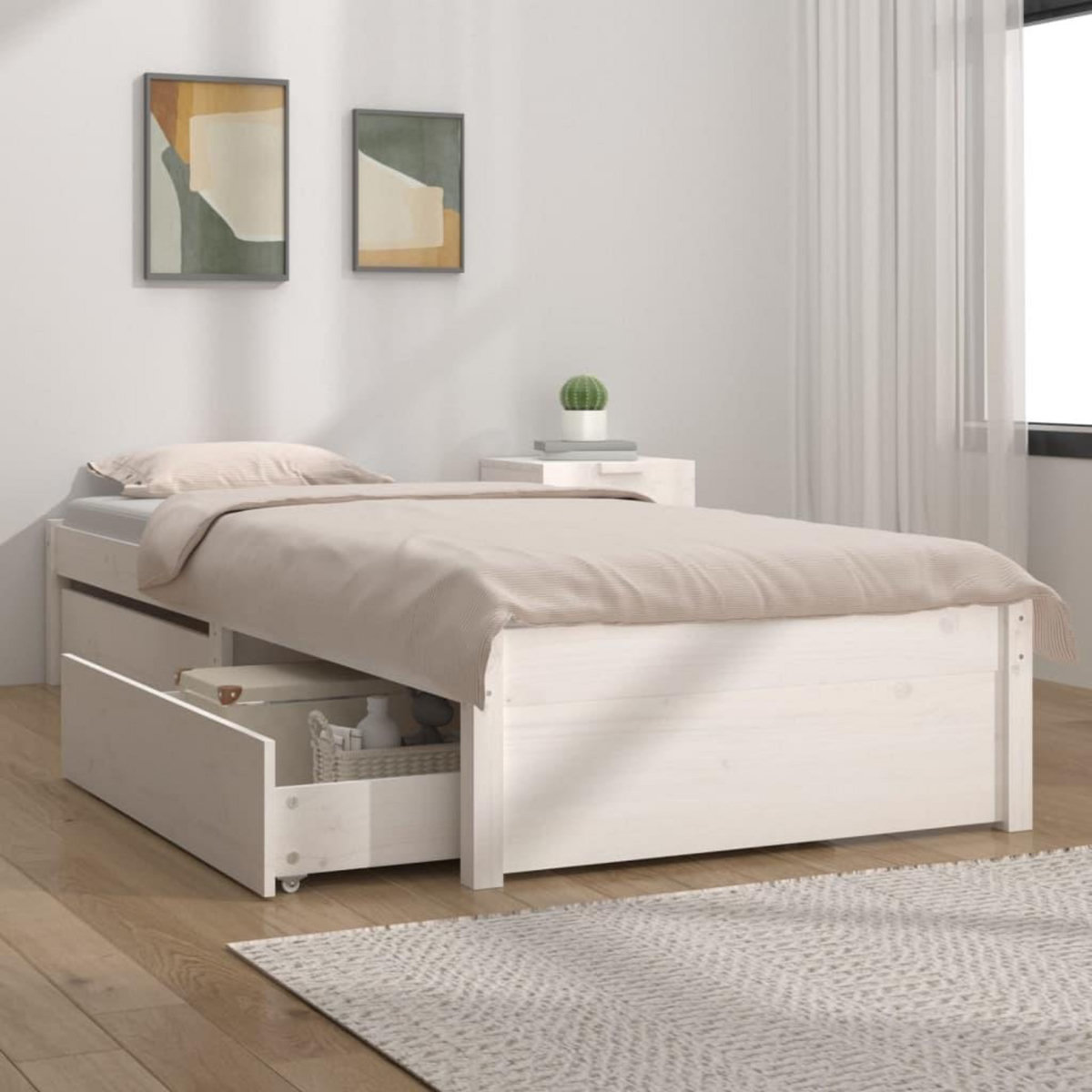 VIDAXL Cadre de lit sans matelas avec tiroirs blanc 90x200 cm