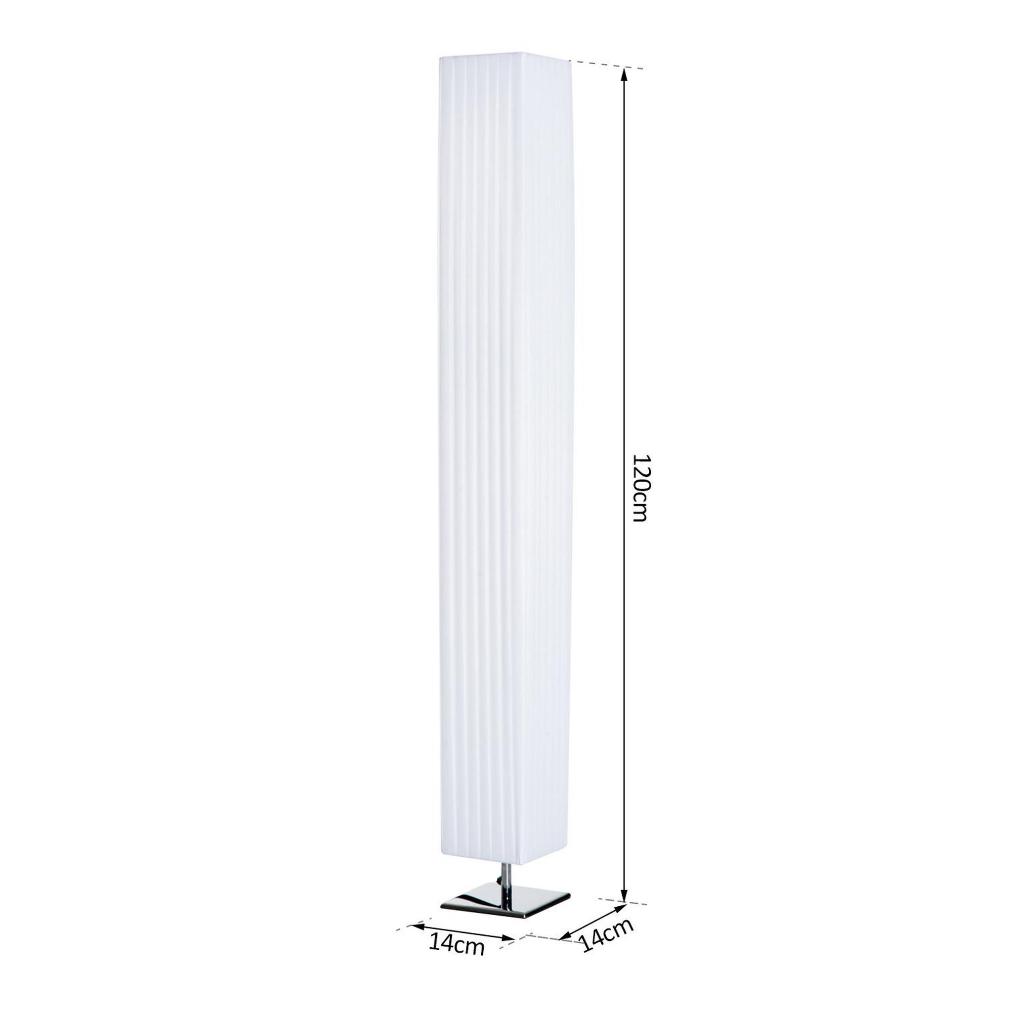 Voir la diapositive 3 : HOMCOM Lampe lampadaire colonne sur pied moderne lumière tamisée 40 w 14l x 14l x 120h cm inox blanc