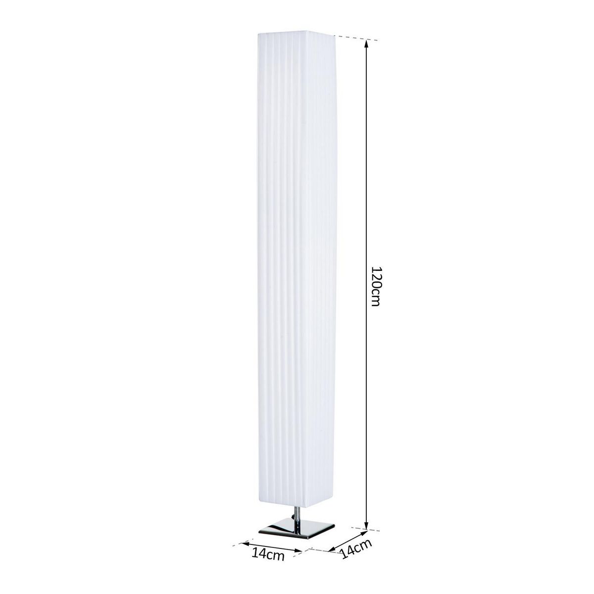HOMCOM Lampe lampadaire colonne sur pied moderne lumière tamisée 40 W 14L x 14l x 120H cm inox blanc