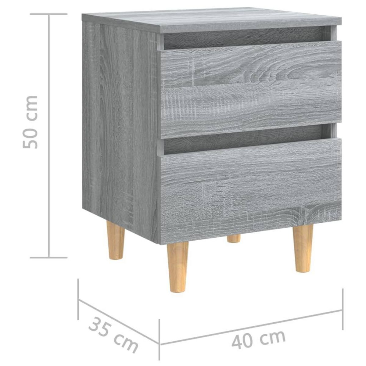 VIDAXL Tables de chevet pieds en bois 2 pcs Sonoma gris 40x35x50 cm