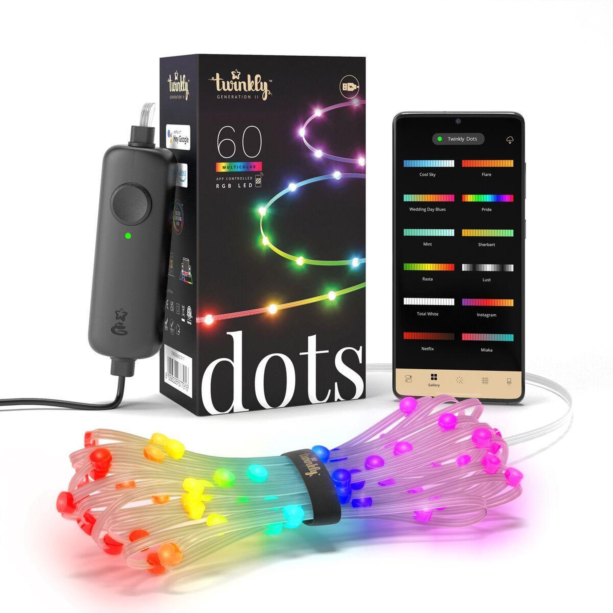 Voir la diapositive 2 : TWINKLY Ruban LED Guirlande Connect 60 LED 3M Transparent