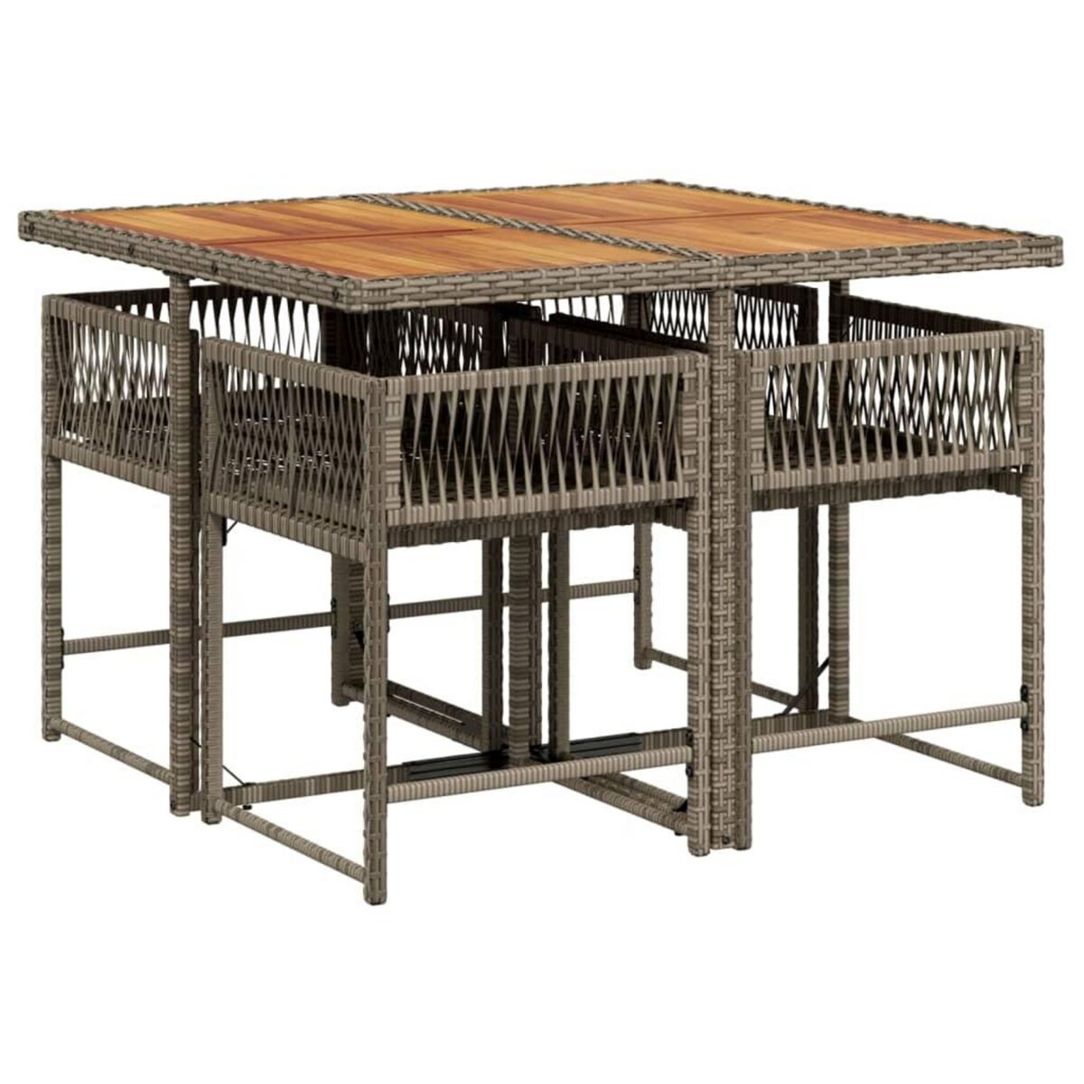 VIDAXL Ensemble a manger de jardin 5 pcs coussins gris resine tressee