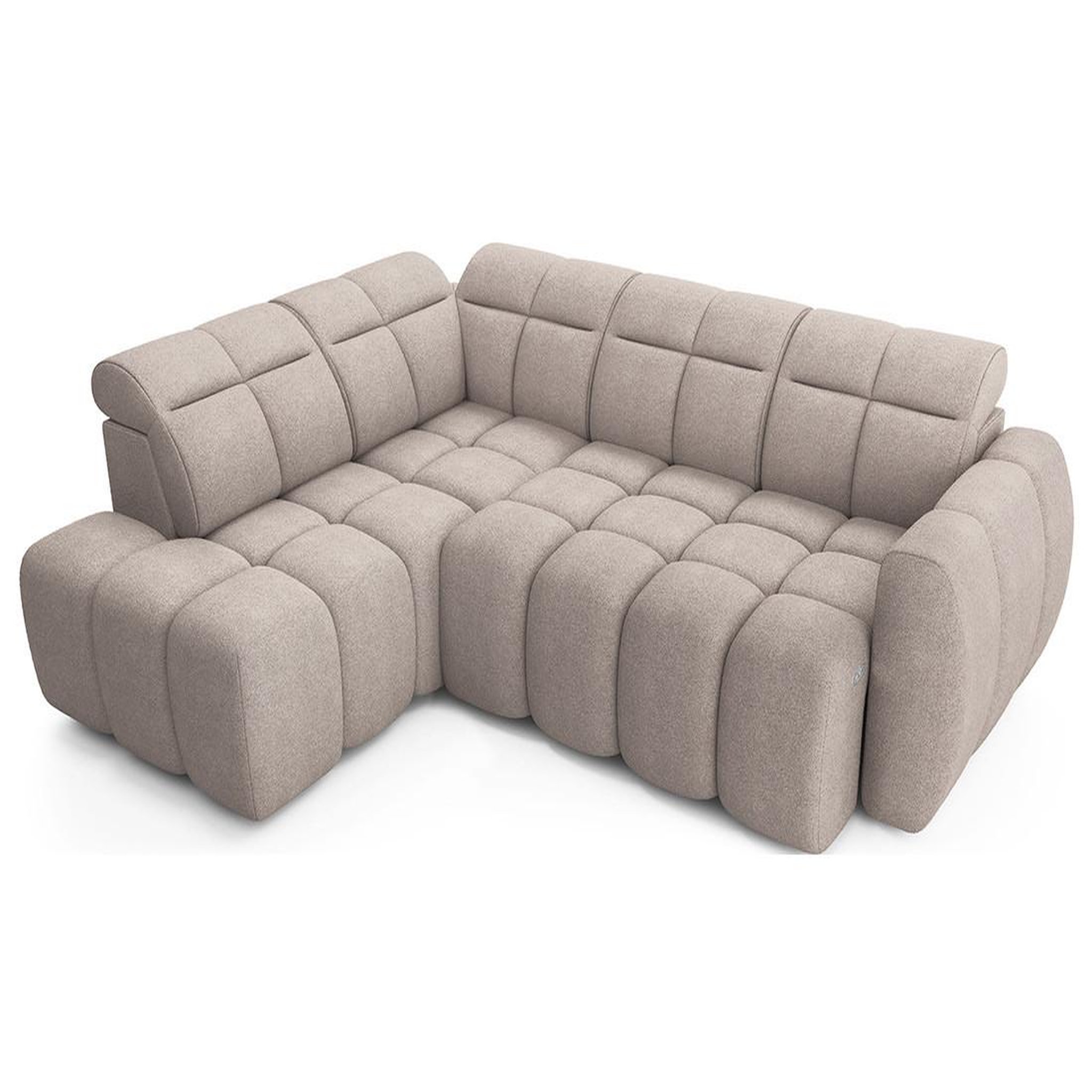 Voir la diapositive 6 : BEST MOBILIER Basile - canapé d'angle gauche 4 places assise extensible électrique avec coffre en tissu texturé