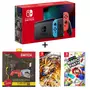 Console Nintendo Switch Joy-Con Bleu et Rouge + Pack de 9 accessoires Nintendo Switch + Dragon Ball FighterZ + Super Mario Party
