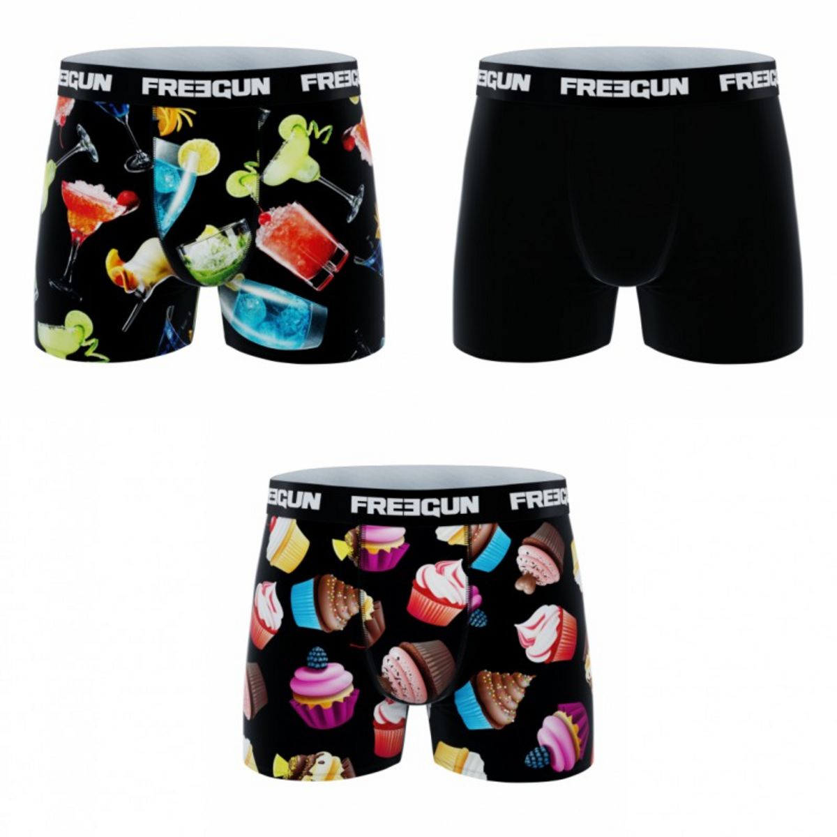 FREEGUN Lot de 3 boxers fantaisies garçon
