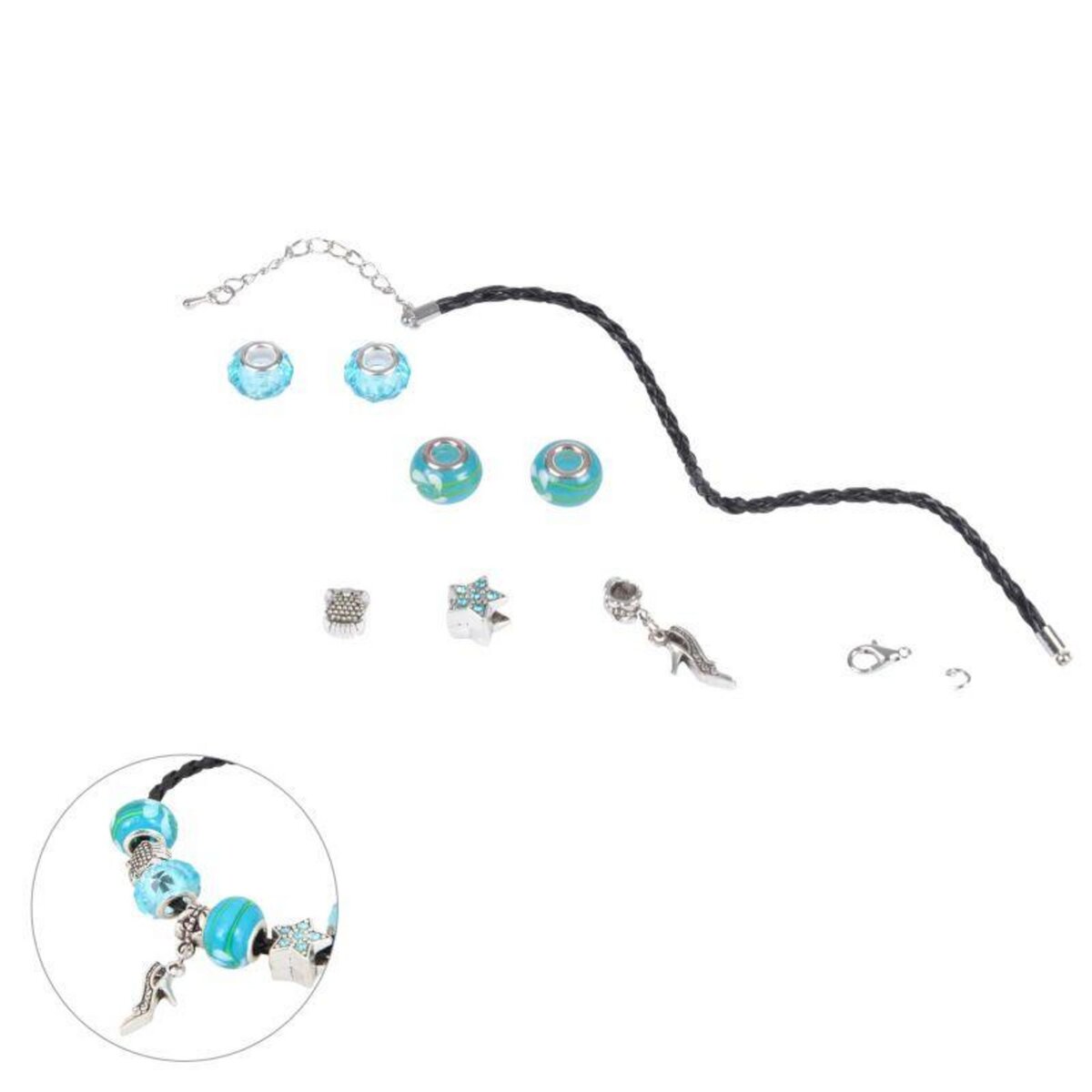 Paris Prix Kit Bracelet Mode  Charms  9cm Turquoise