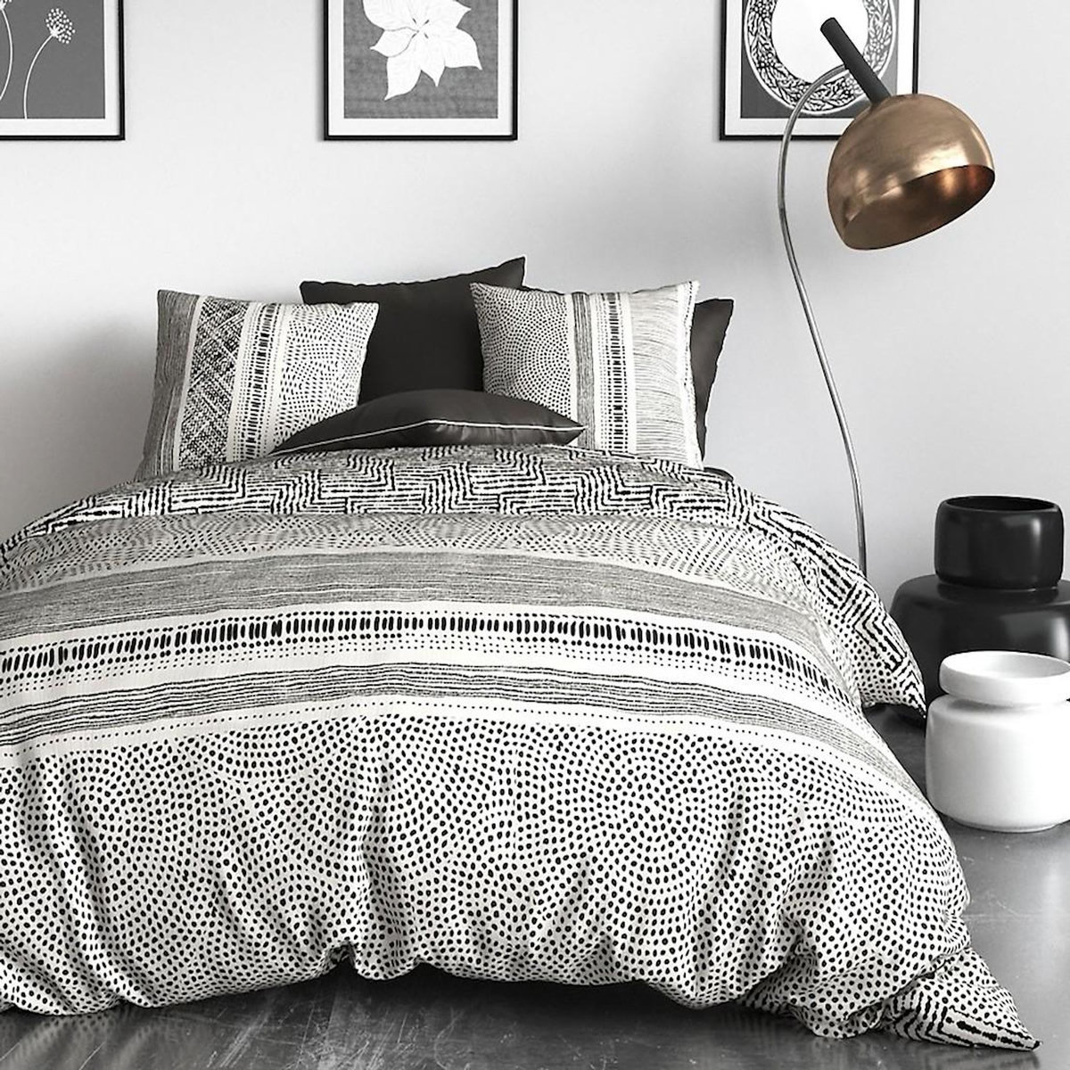 ATELIER DU COTON Parure Housse De Couette 100% Coton 57fils Lattice