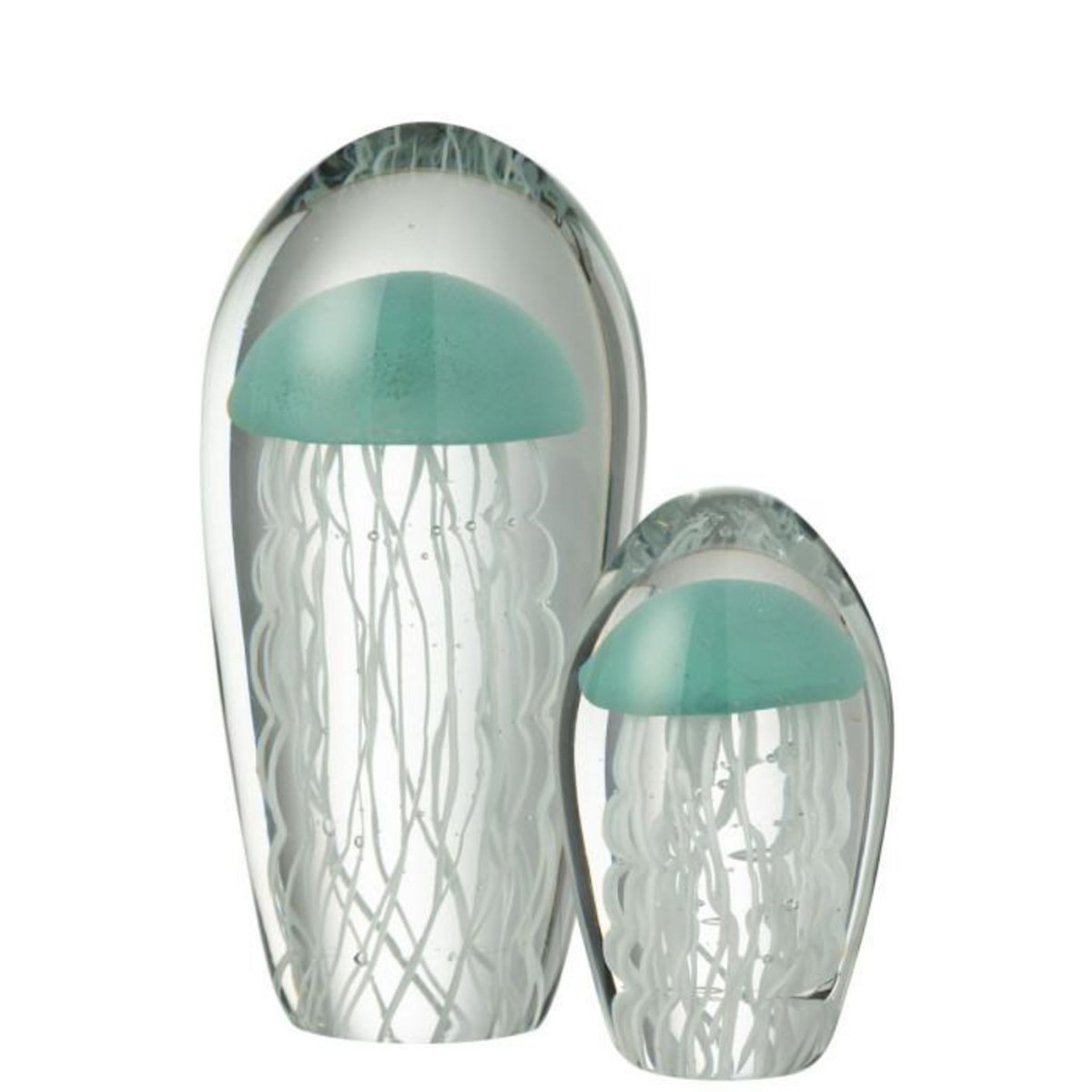 Paris Prix Presse-Papier Ovale en Verre Méduse  Calypso  21cm Bleu Clair