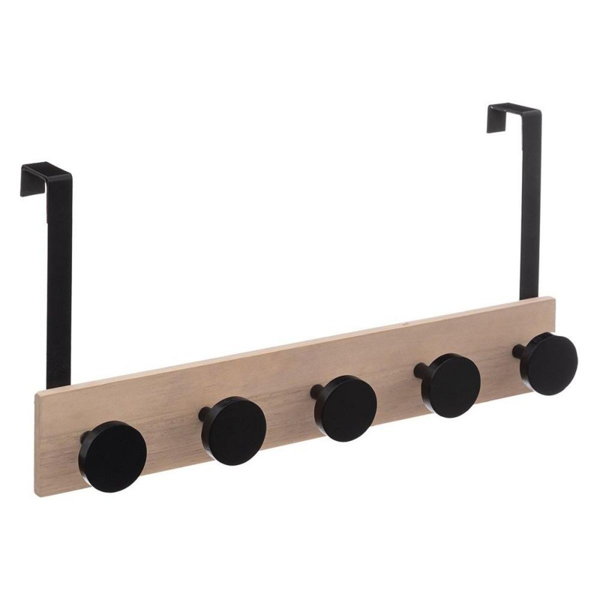 ATMOSPHERA Patère de porte bois 5 têtes noir