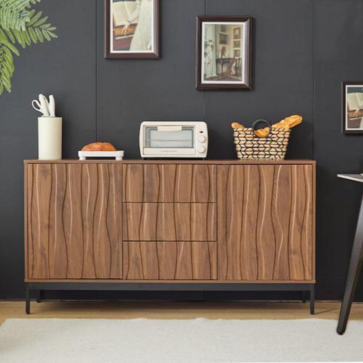MERAX Buffet 2 porte(s) 3 tiroir(s) - 150 cm naturel mdf