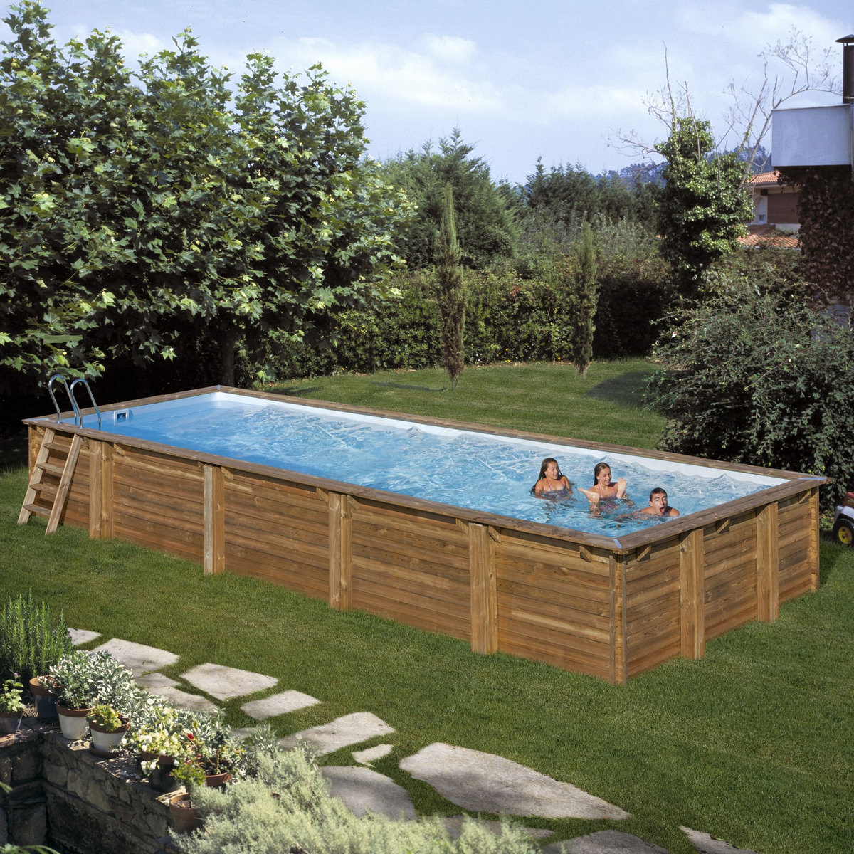SUNBAY Piscine rectangulaire en bois Mint 10,18 x 4,27 x H1.46m