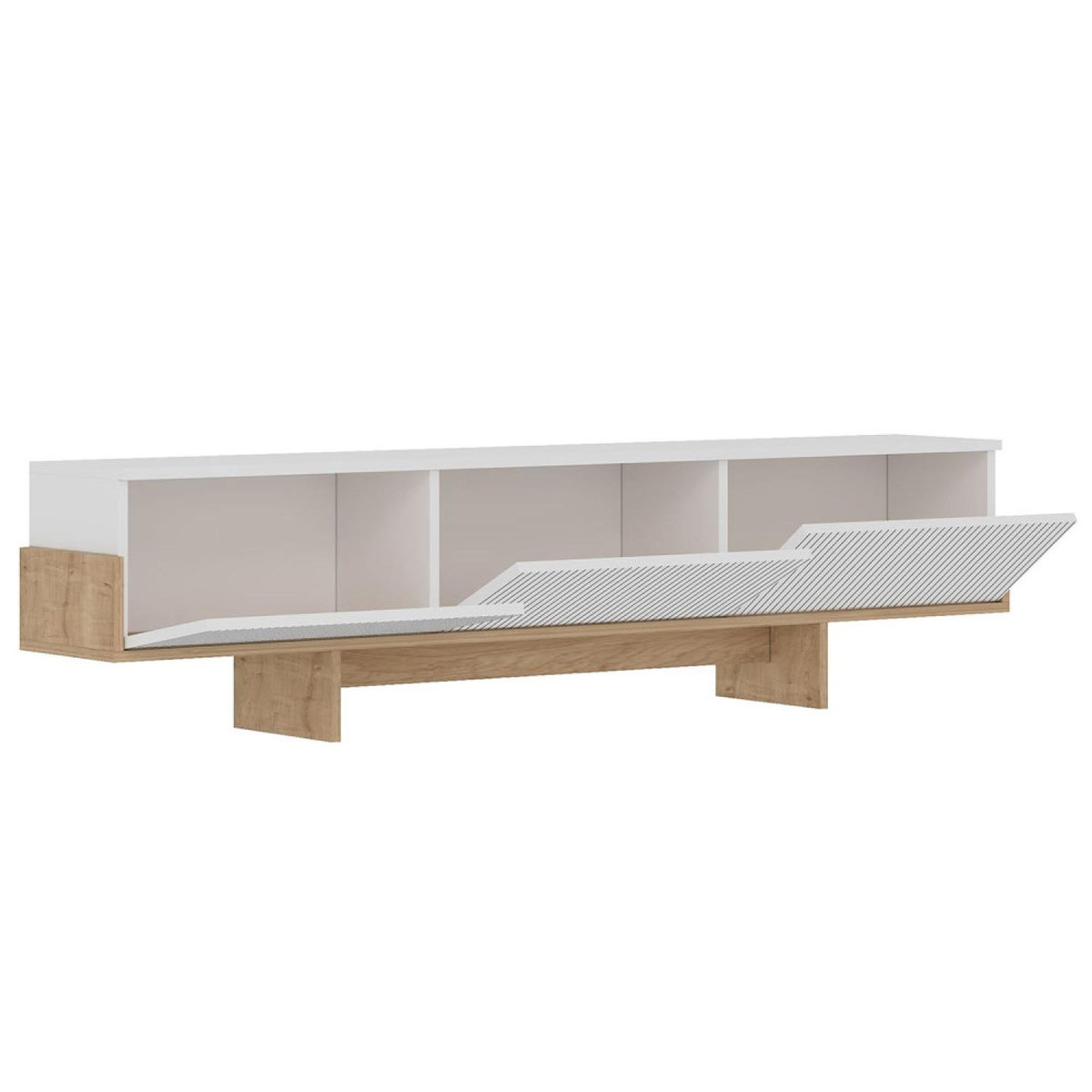 CONCEPT USINE Meuble TV avec placards blanc et bois 180cm WOPI