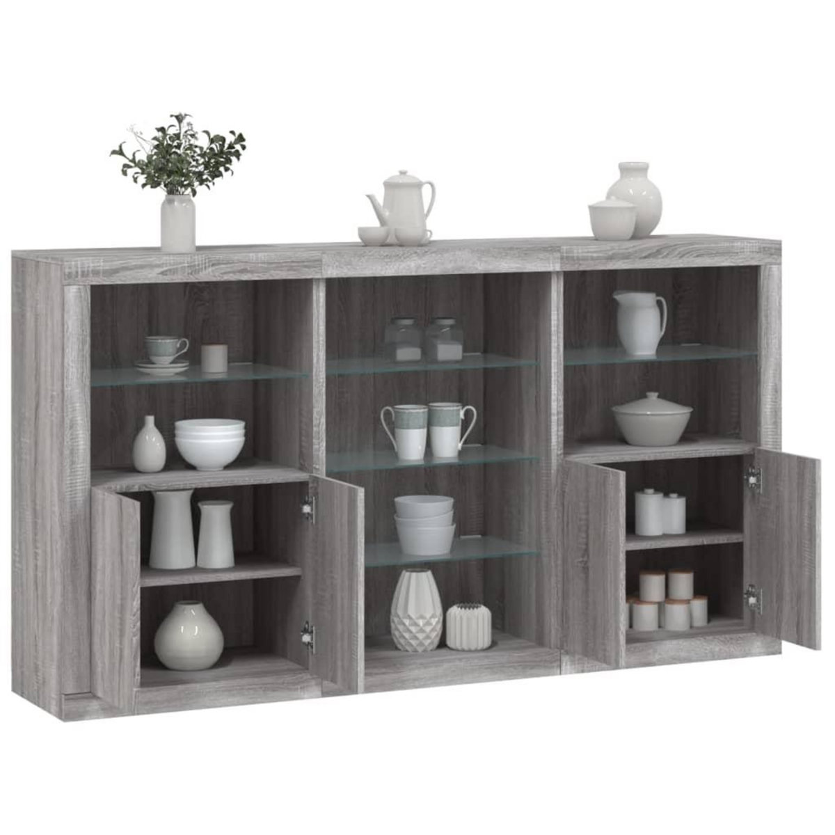 VIDAXL Buffet avec lumieres LED sonoma gris 181,5x37x100 cm