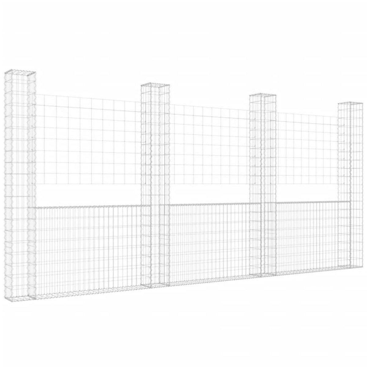 VIDAXL Panier de gabion en forme de U avec 4 poteaux Fer 380x20x200 cm