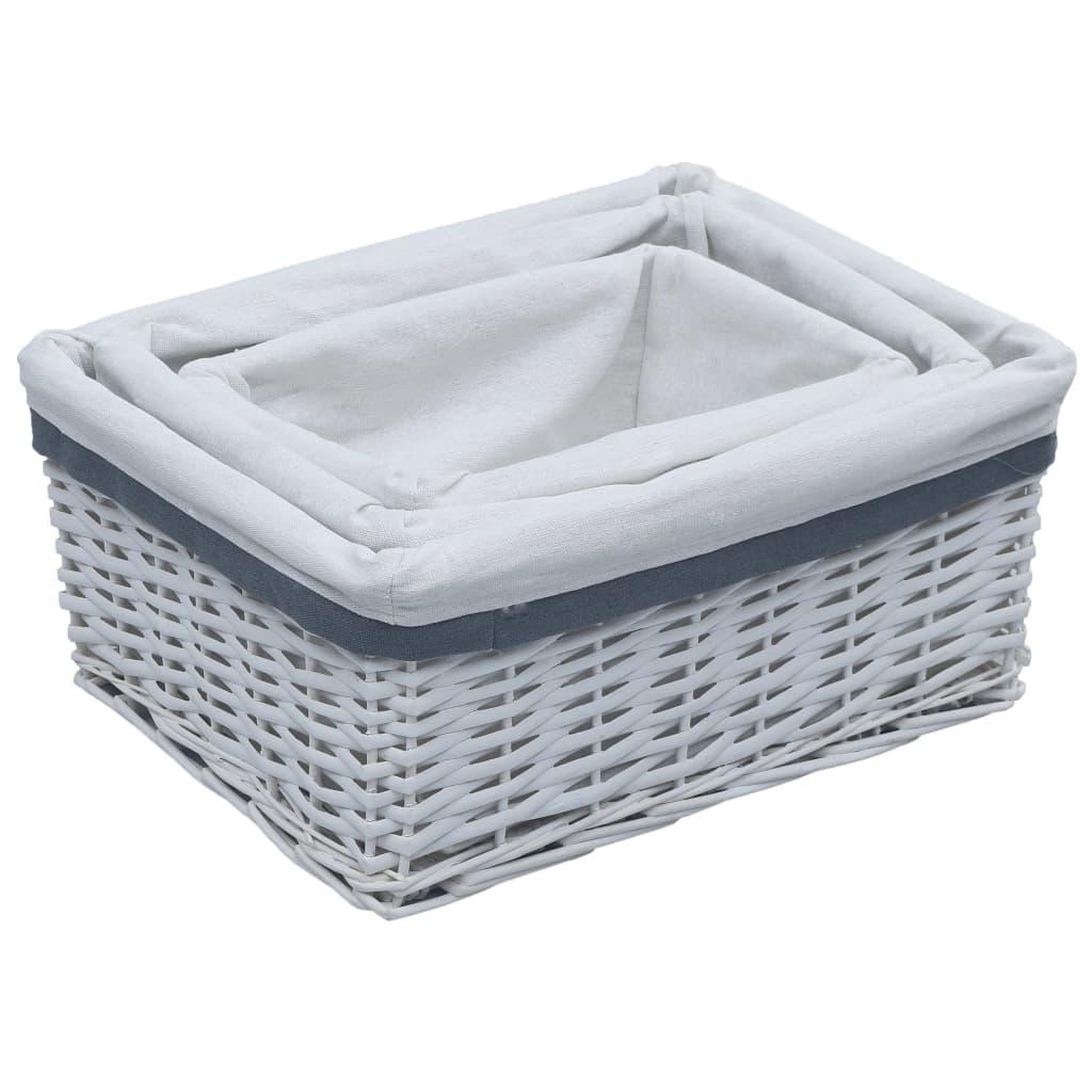 Voir la diapositive 2 : VIDAXL Ensemble de paniers gigognes 3 pcs Blanc Saule