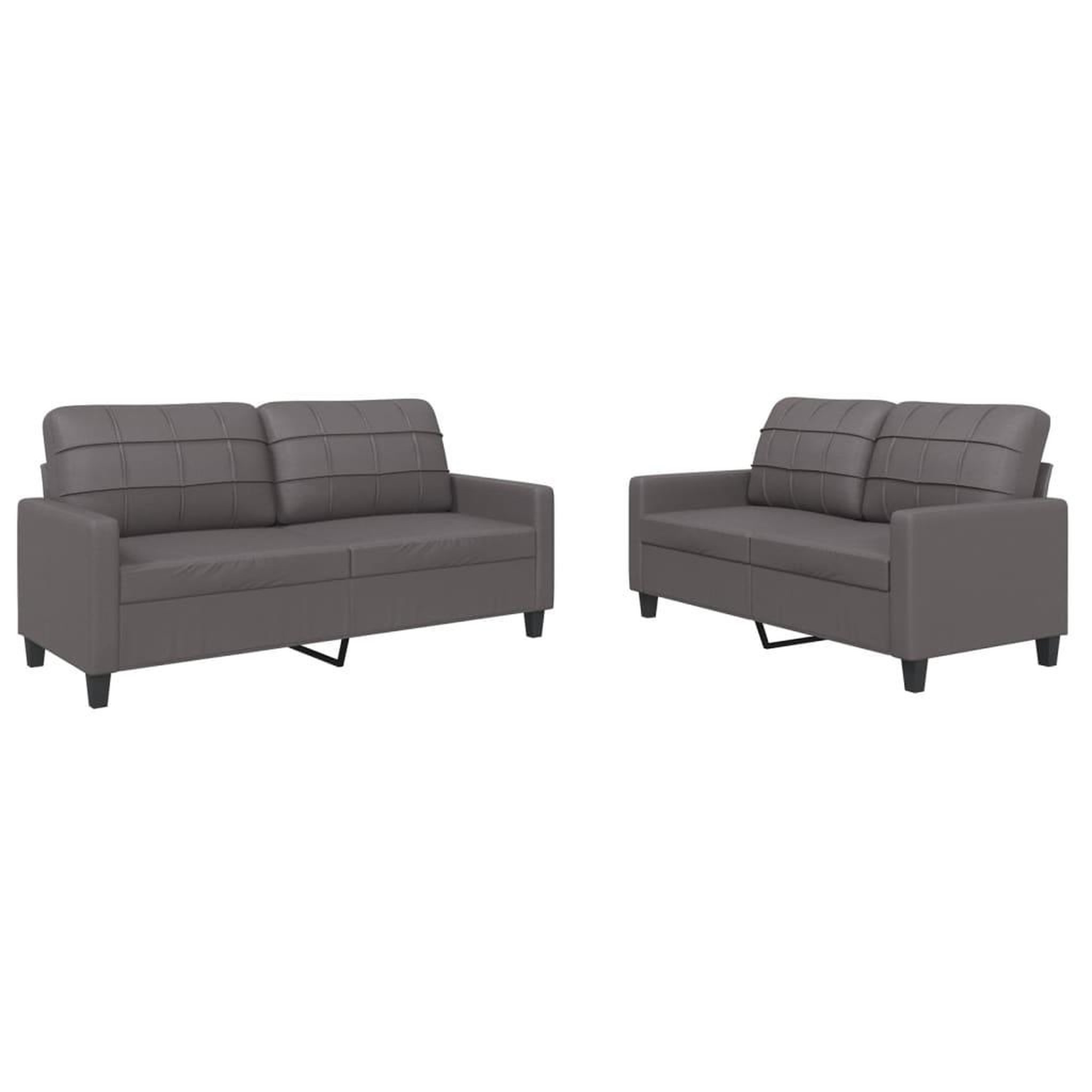 Voir la diapositive 2 : VIDAXL Ensemble de canapes 2 pcs avec coussins Gris Similicuir