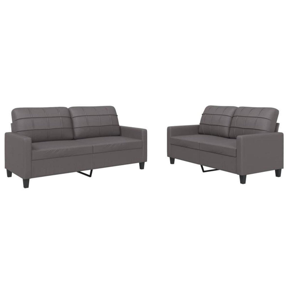 VIDAXL Ensemble de canapes 2 pcs avec coussins Gris Similicuir