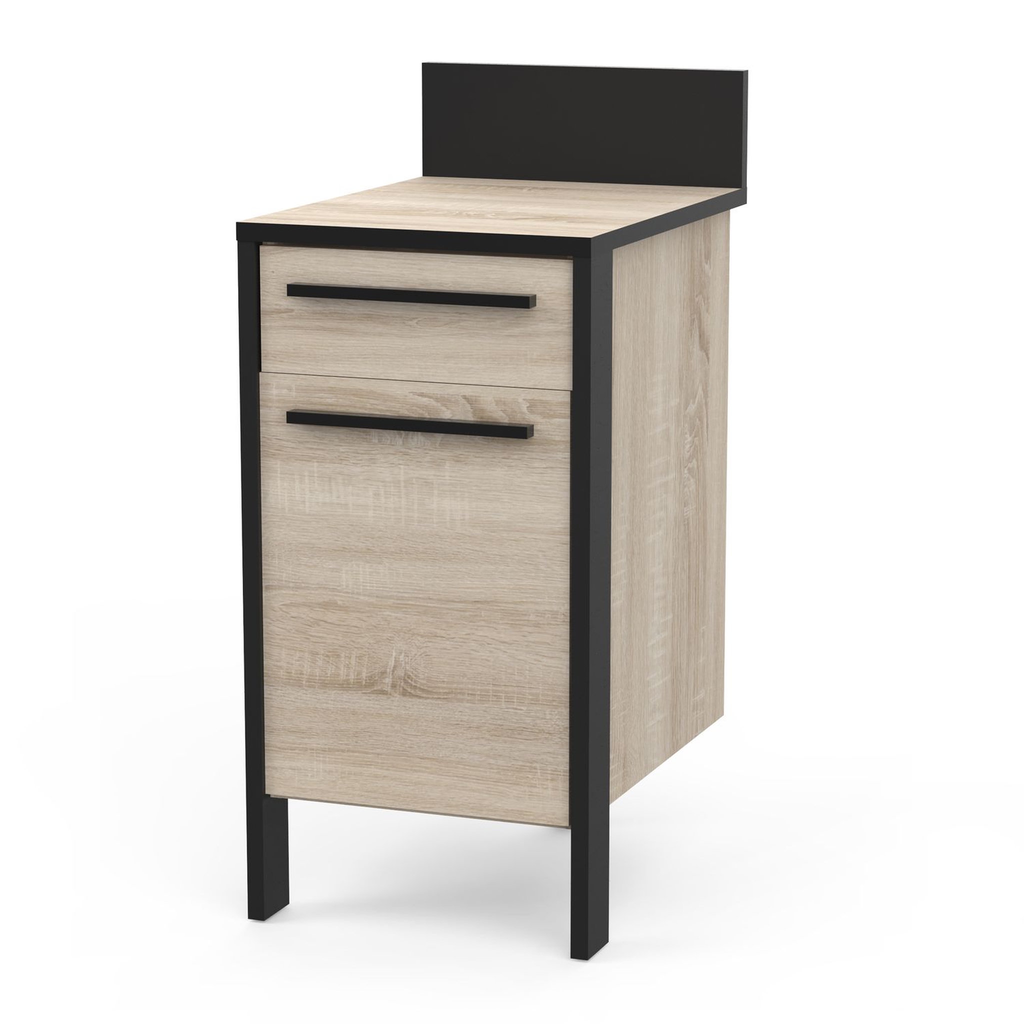 Voir la diapositive 2 : Meuble de cuisine bas 1 porte 1 tiroir style industriel L44cm BRICKHOUSE