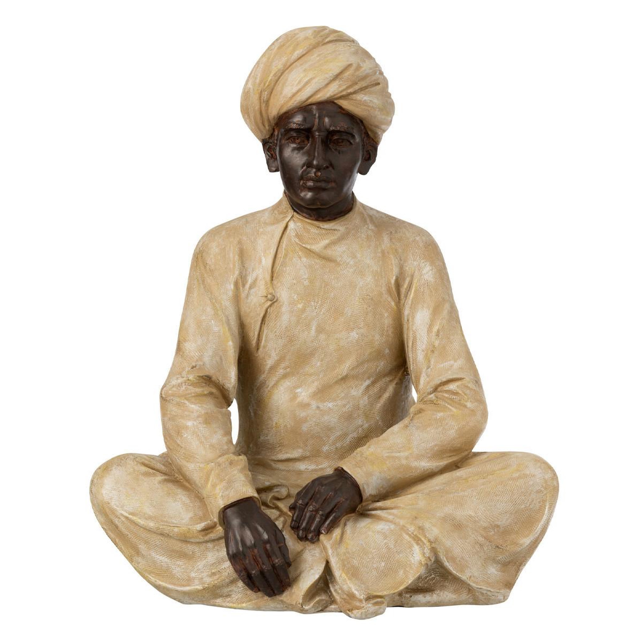 Voir la diapositive 1 : J-LINE Statue déco en résine  indien assis  44cm beige