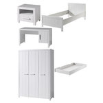 Vipack Ensemble de mobilier Vipack ERIK : Lit simple, Bureau, Chevet et Armoire 3 portes avec Lit gigogne