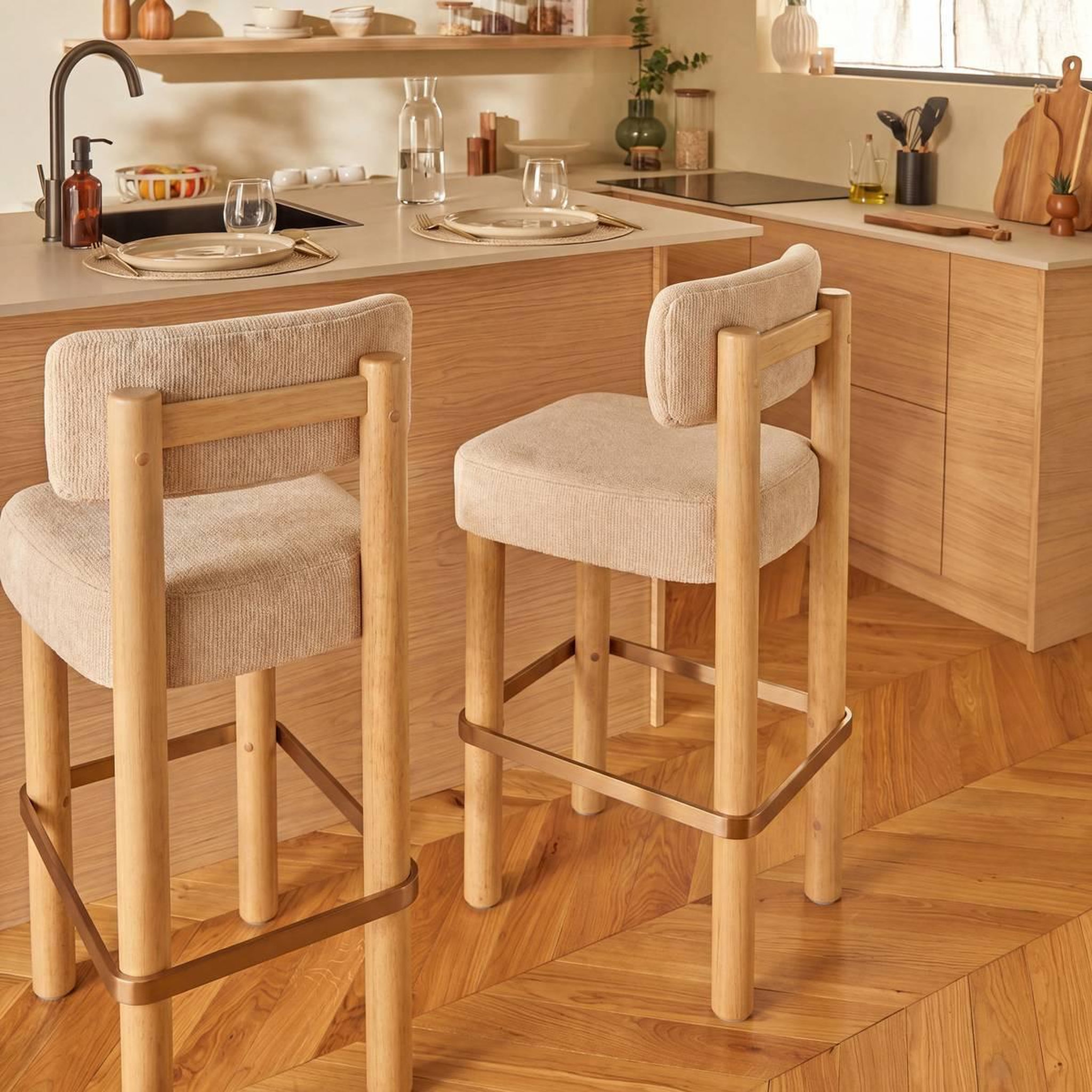 Voir la diapositive 4 : ATMOSPHERA Tabouret de bar design  noali  104cm ivoire & naturel