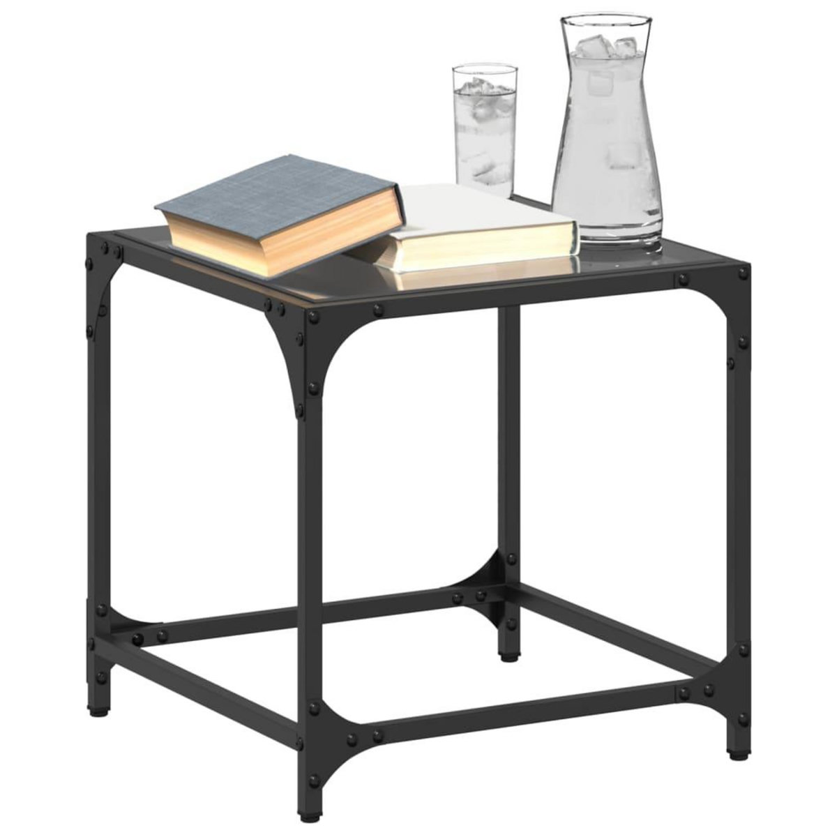 VIDAXL Tables basses avec dessus en verre noir 2 pcs 40x40x40 cm acier