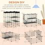 Voir la diapositive 4 : PAWHUT Cage parc enclos chat modulable dim. L105 x l70 x H105 cm 3 niveaux 2 portes rampe plateformes PE motif graphique fil métallique noir