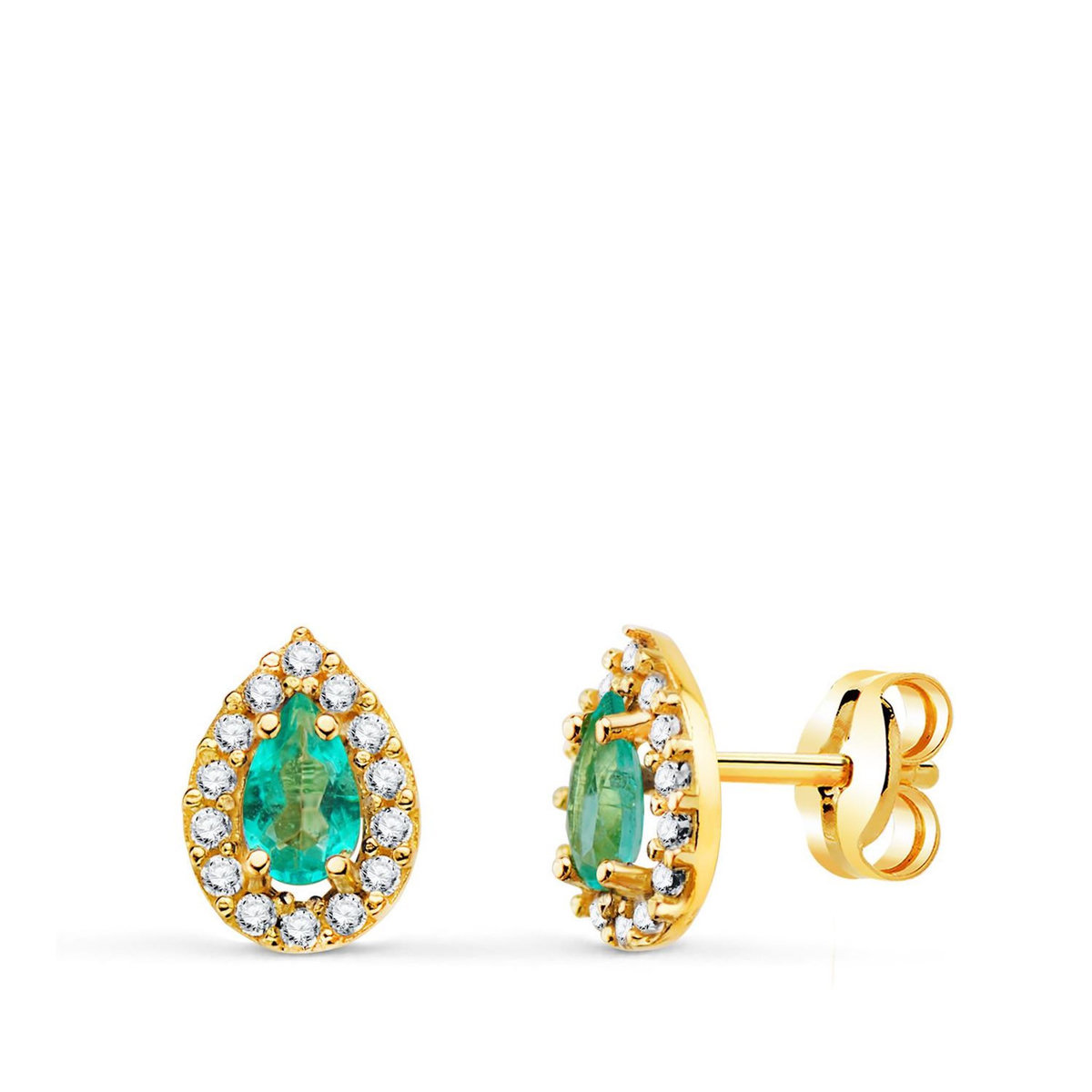 L'ATELIER D'AZUR Boucles d'Oreilles Or 18 Carats 750/000 Jaune - Topaze Paraïba et Zirconium
