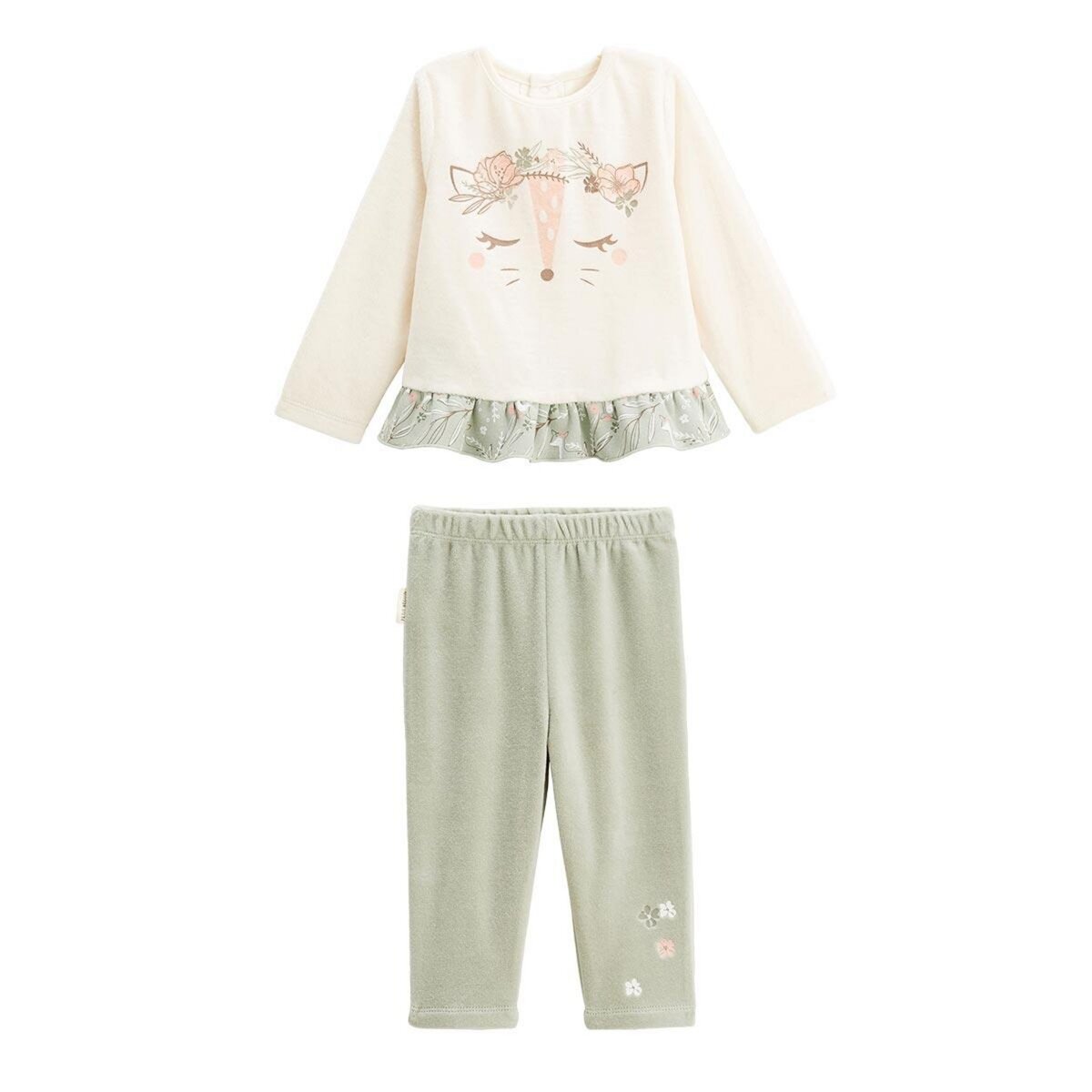 Petit Béguin Pyjama enfant 2 pièces en velours Lison