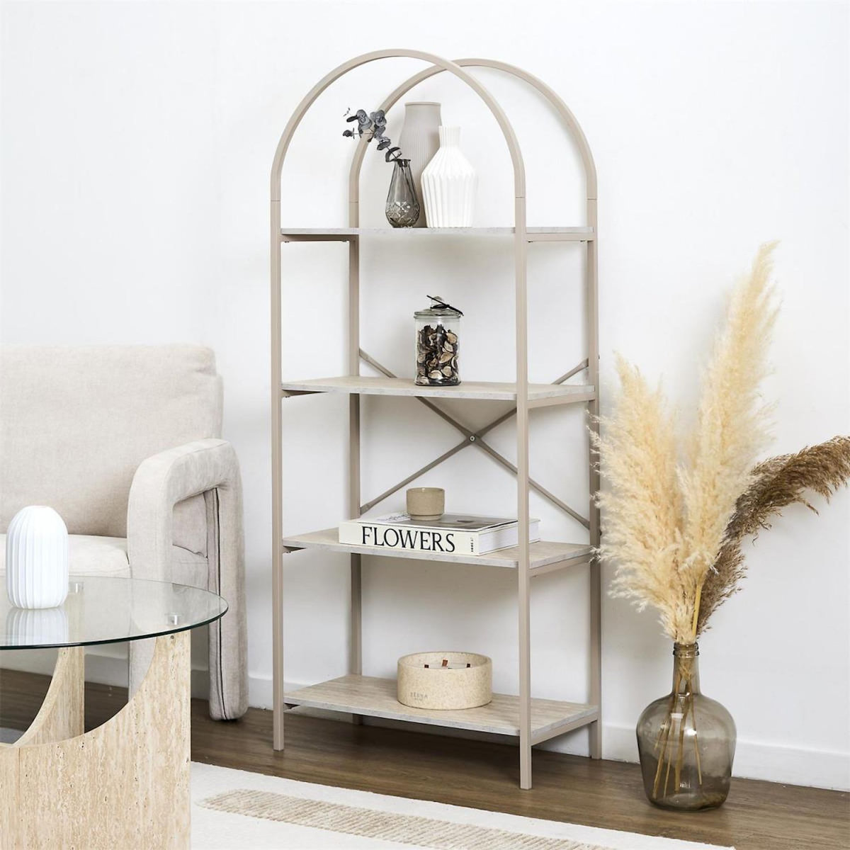 Paris Prix Étagère Arche 4 Niveaux  Terra Nova  142cm Beige