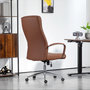 Voir la diapositive 4 : HOMCOM Chaise de bureau direction ergonomique réglable métal chromé synthétique marron