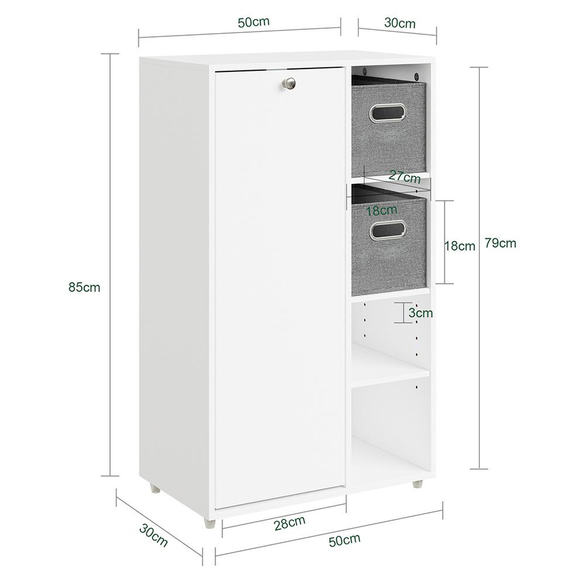 Voir la diapositive 3 : SOBUY Armoire de rangement haute Blanc 50x30x85cm BZR218-W