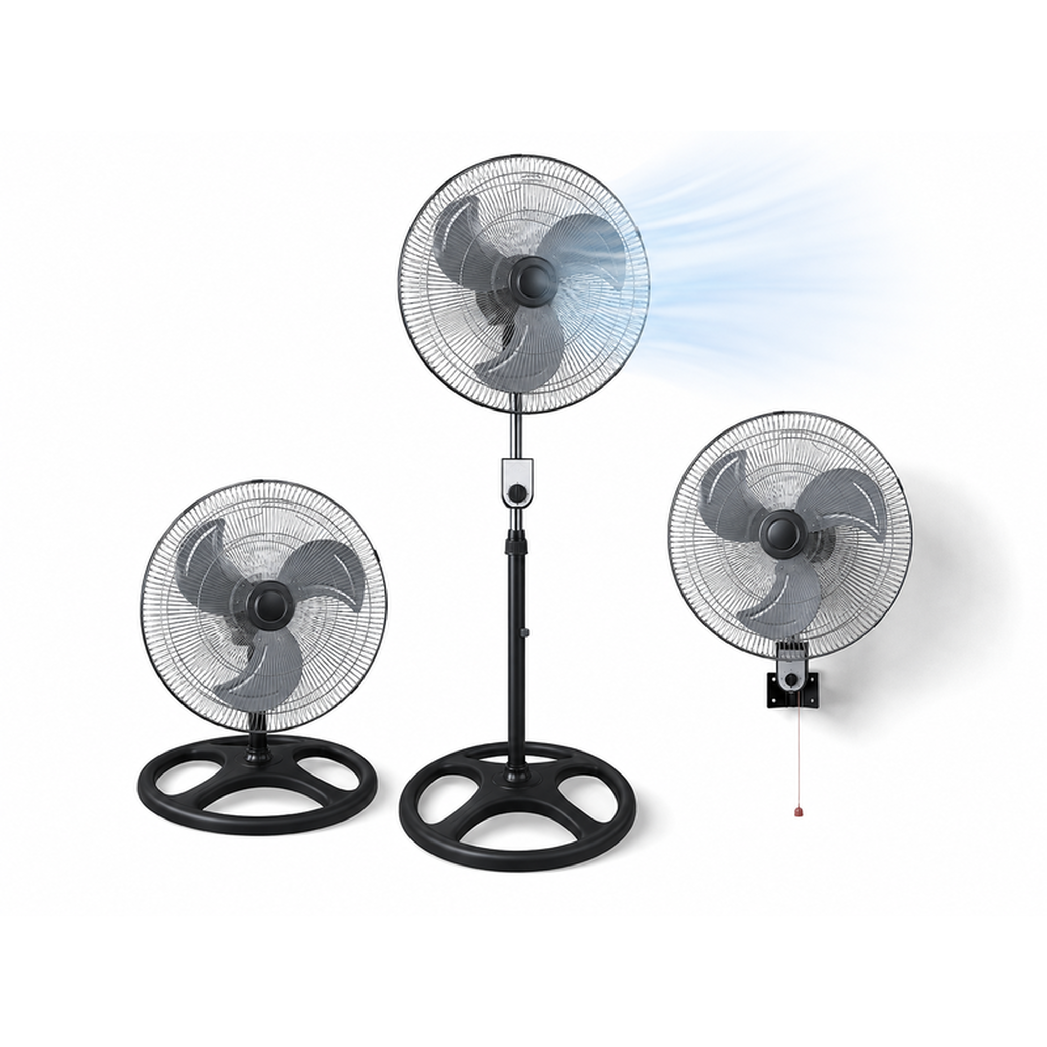 Ventilateur modulable 3-en-1 en métal 45 cm – pied, table et mural
