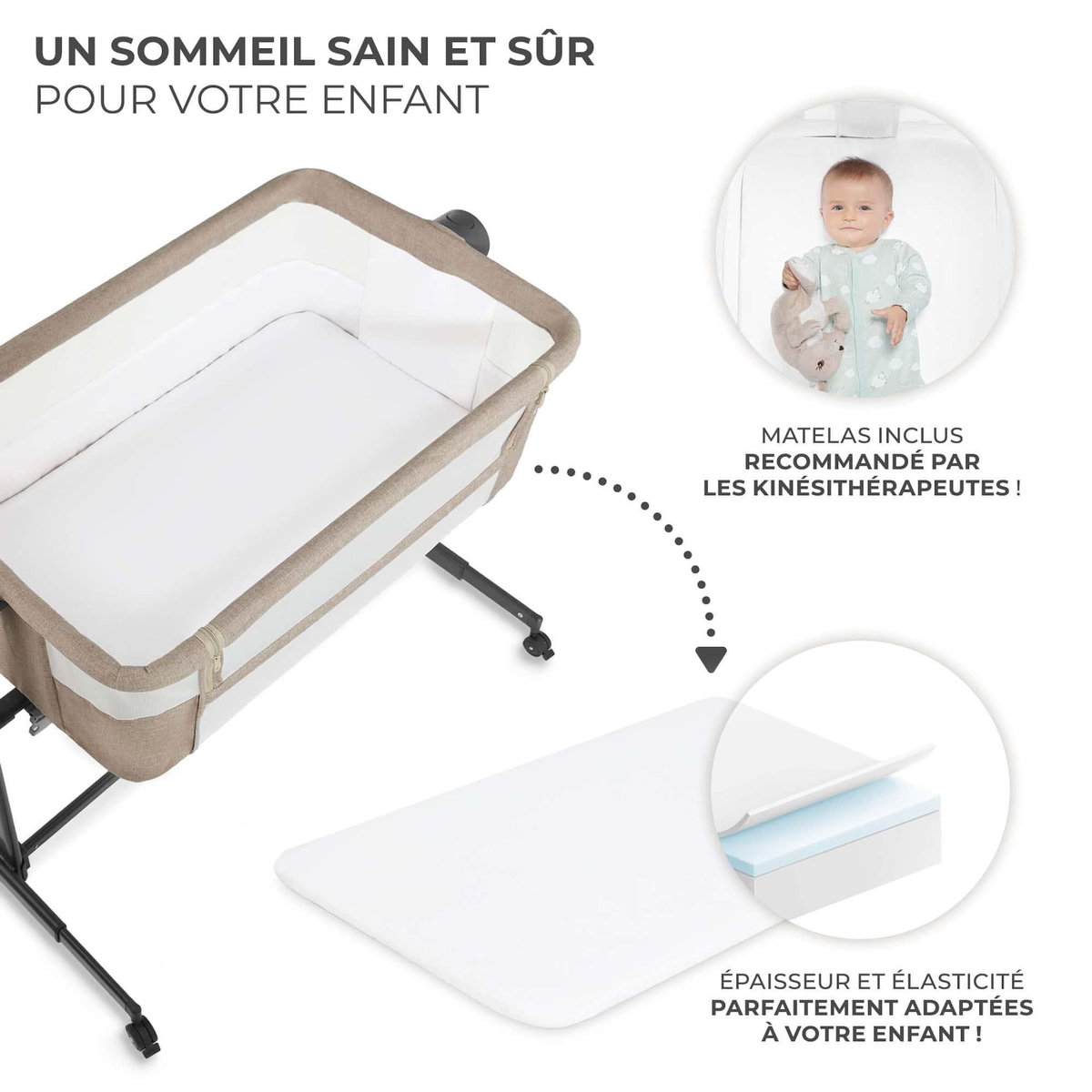 KINDERKRAFT Lit bébé multifonctionnel - cododo et berceau autonome