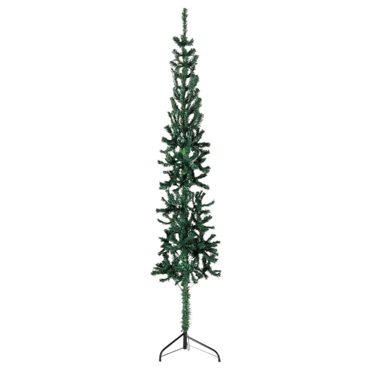 VIDAXL Demi sapin de Noël artificiel mince avec support Vert 240 cm