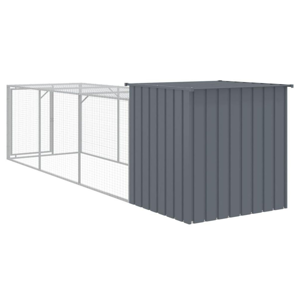VIDAXL Poulailler avec cour anthracite 110x405x110 cm acier galvanise
