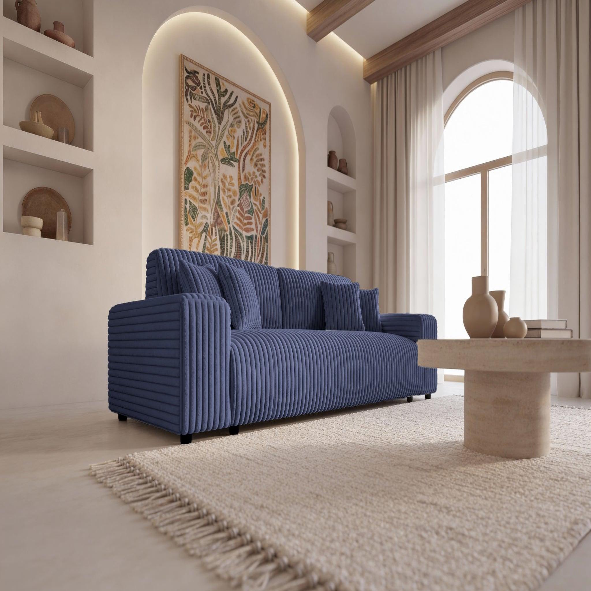 Voir la diapositive 6 : CASANOVA PARIS Caisa - canapé droit convertible gros velours côtelé 4 places