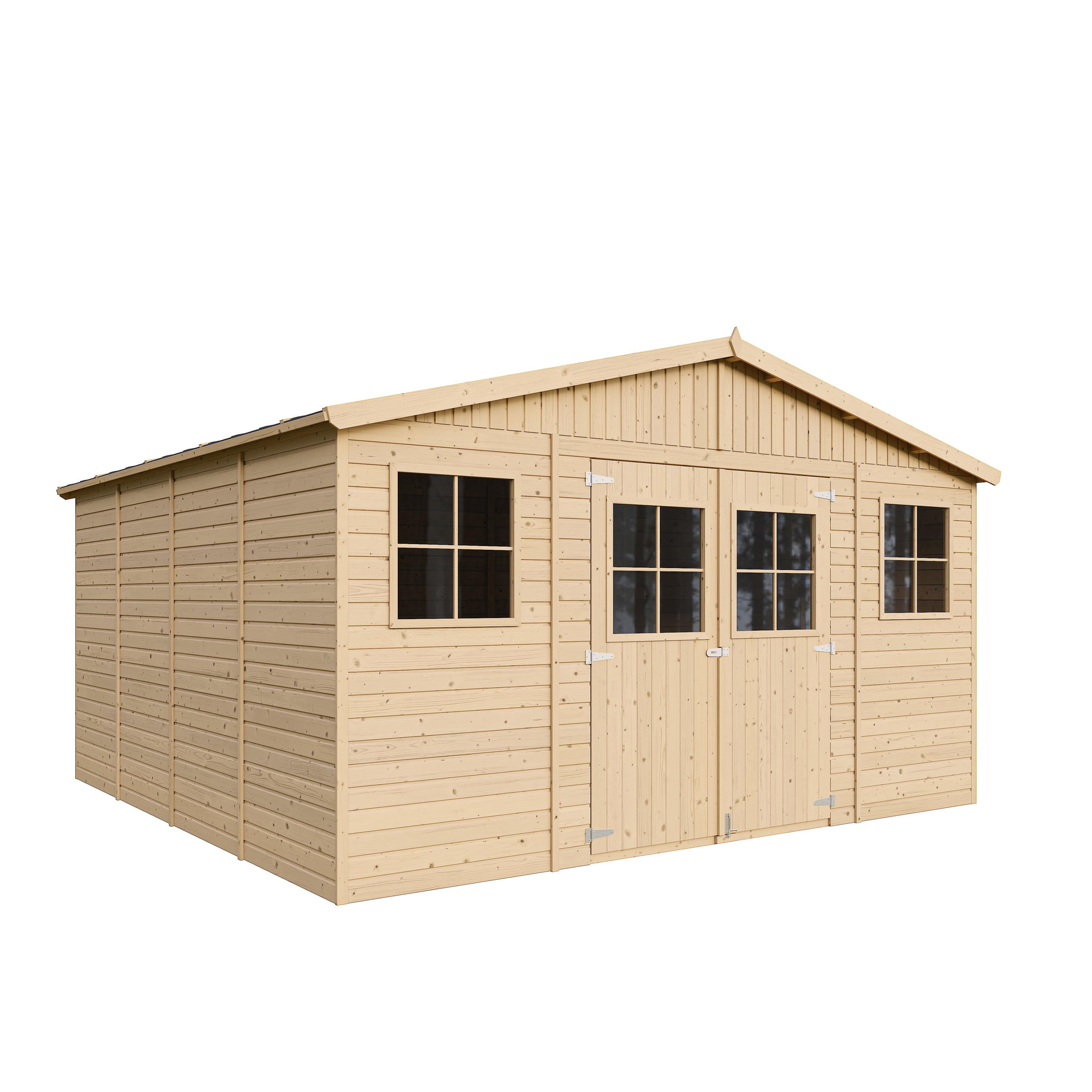 Voir la diapositive 3 : TIMBELA Abri de Jardin en Bois 15.84 m² Cabanon Jardin Exterieur à Outils et Velo avec Fenêtres M330