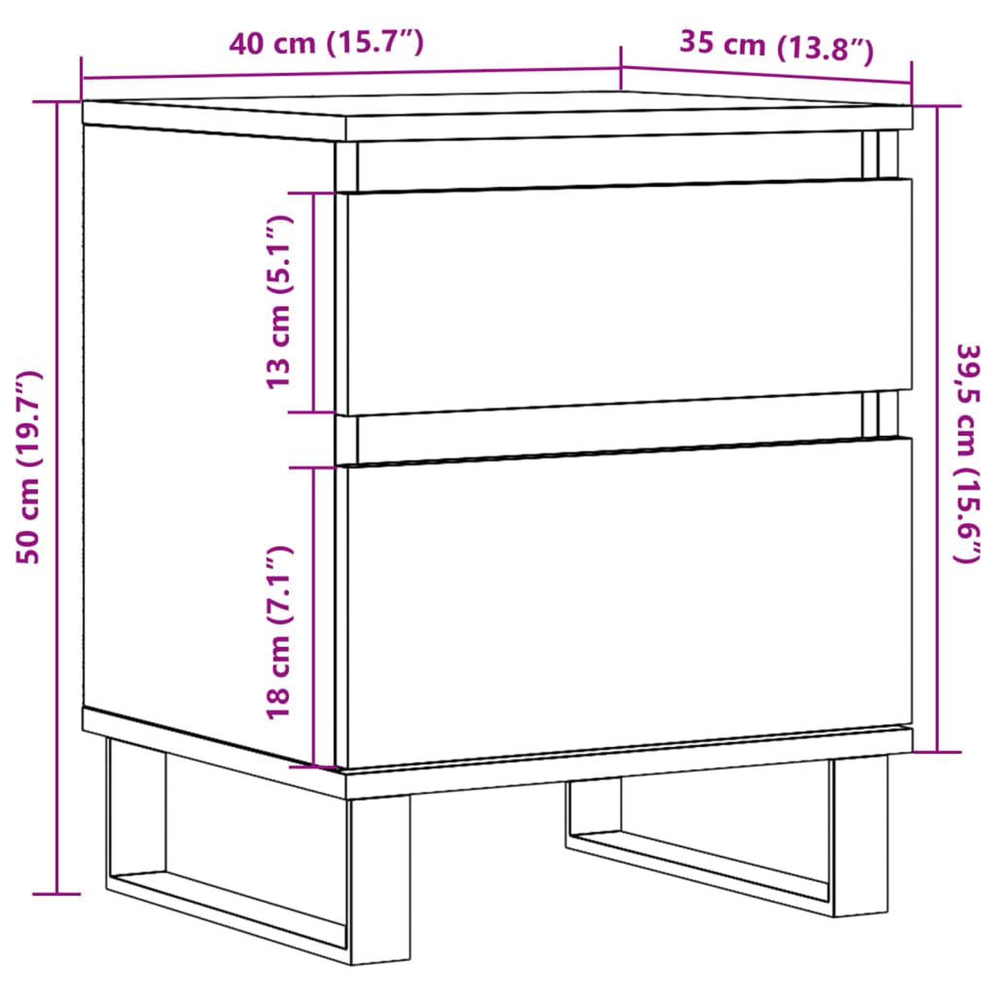 Voir la diapositive 6 : VIDAXL Tables de chevet 2 pcs vieux bois 40x35x50 cm bois d'ingenierie
