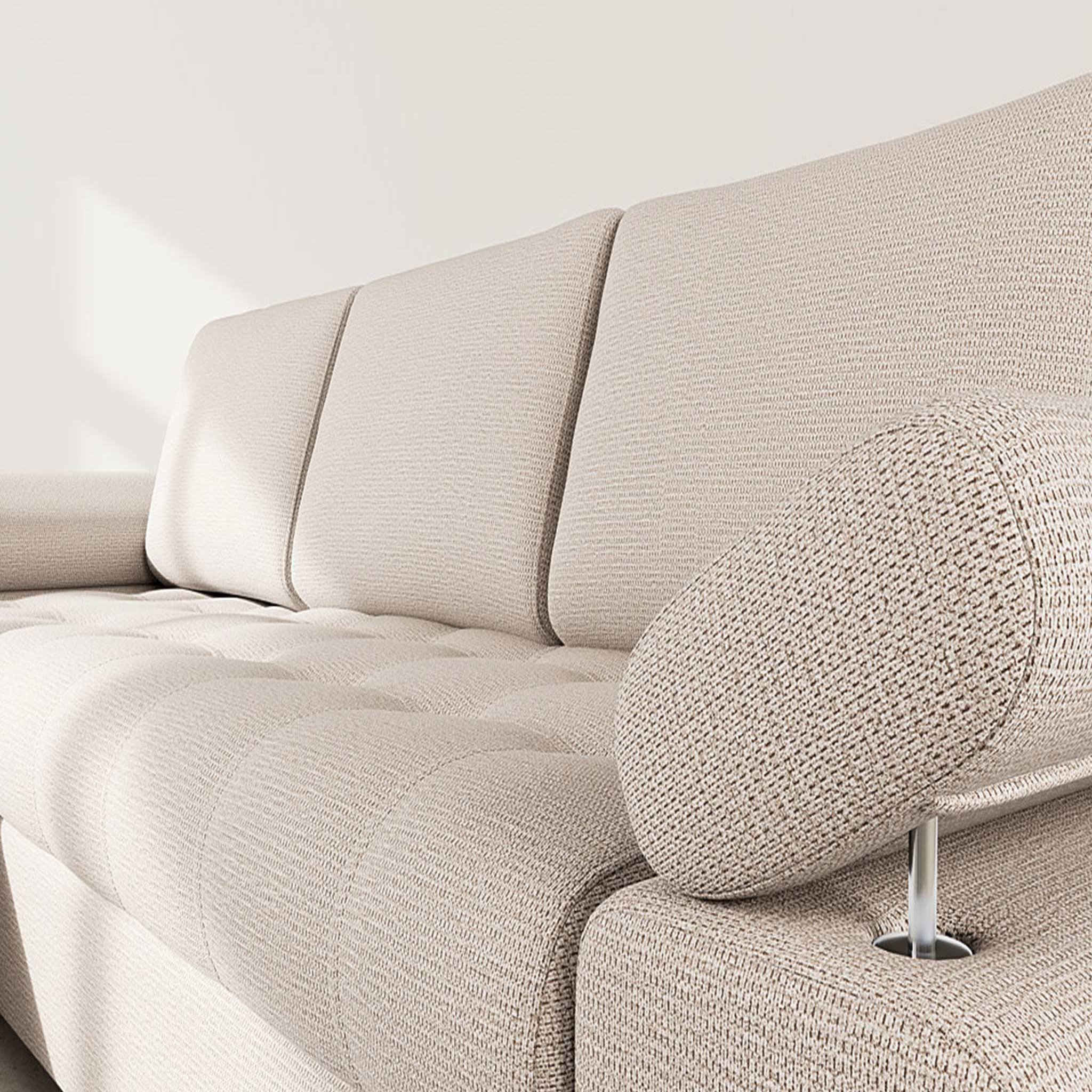 Voir la diapositive 5 : BEST MOBILIER Bianca - canapé d'angle gauche 4 places convertible avec coffre en tissu texturé