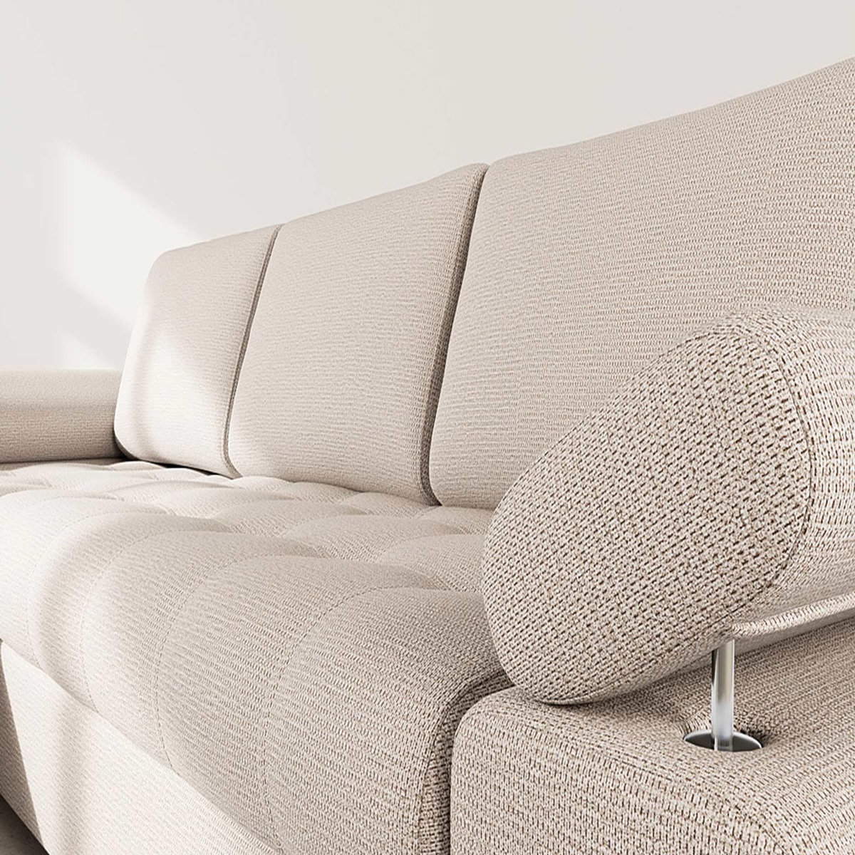 BEST MOBILIER Bianca - canapé d'angle gauche 4 places convertible avec coffre en tissu texturé