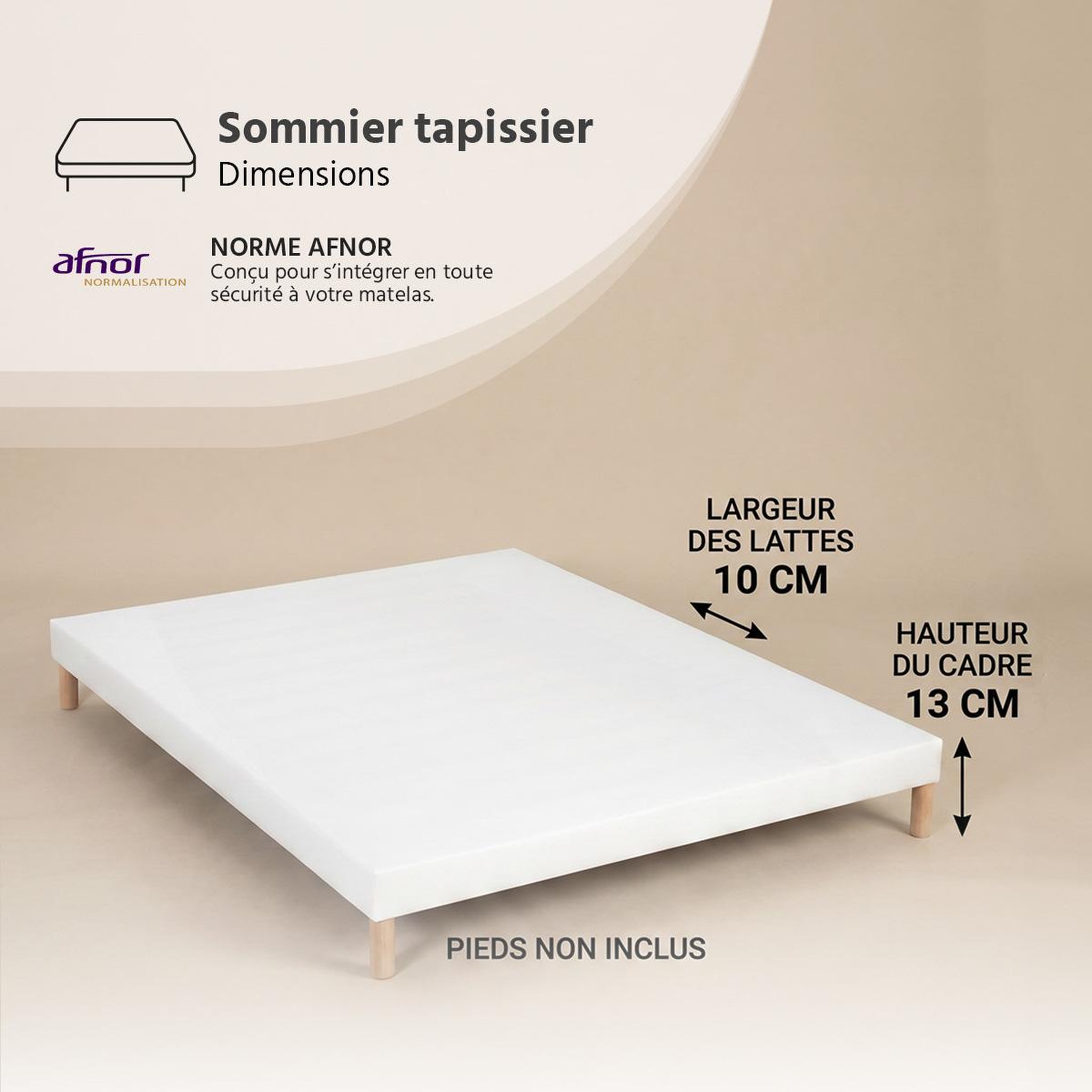 Voir la diapositive 4 : BELLECOUR Bellecour literie | sommier tapissier capucine | epaisseur 13 cm | blanc (pieds non inclus)