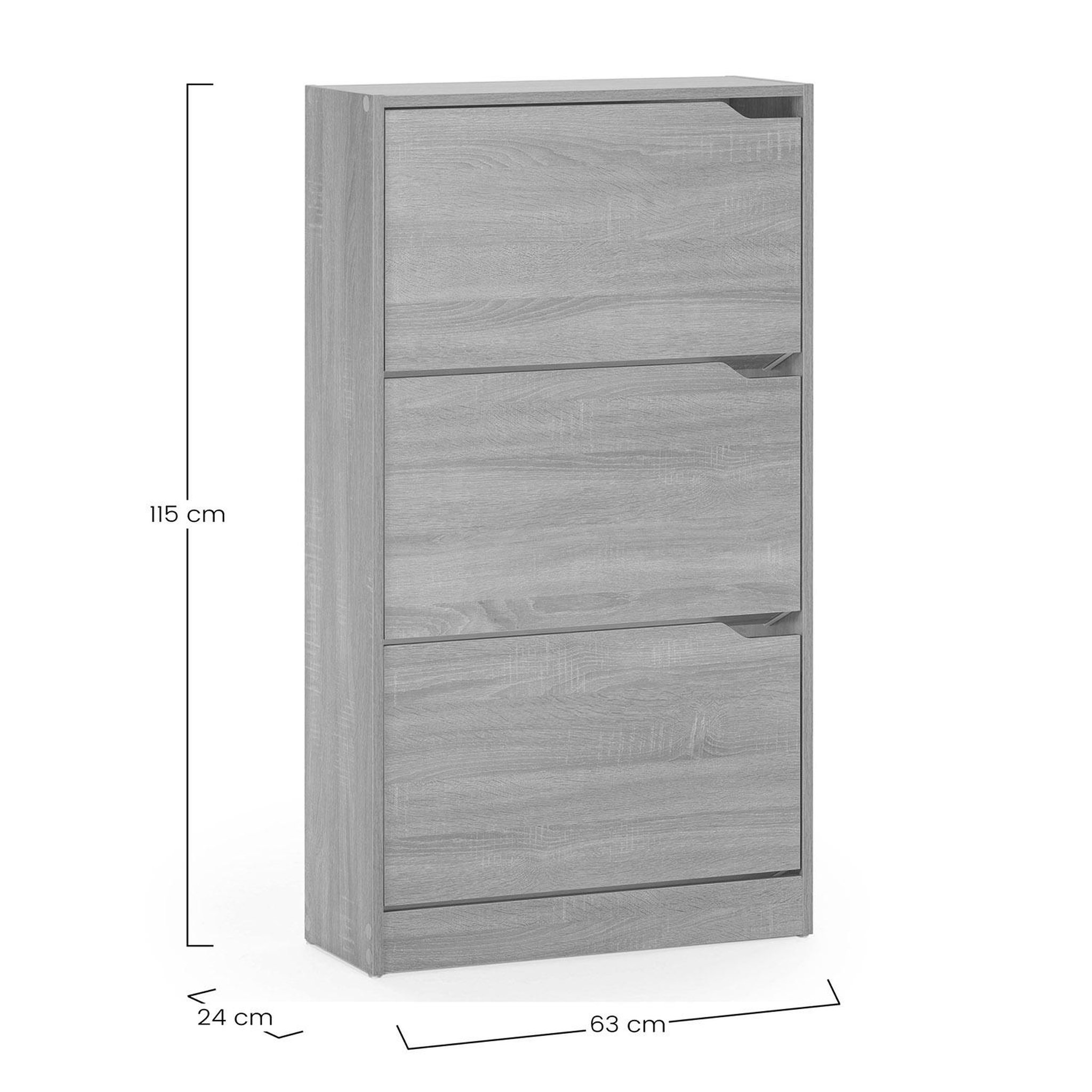 Voir la diapositive 4 : VS VENTA-STOCK Meuble à chaussures Angel 3 portes couleur chêne, pour 18 paires