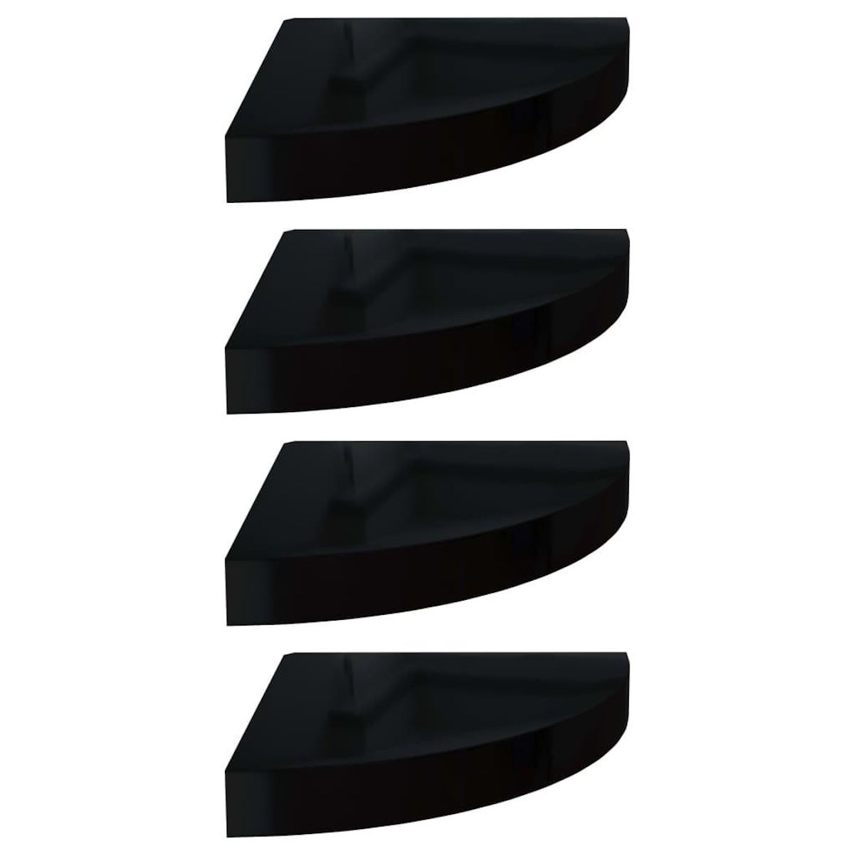 VIDAXL Etageres d'angle flottantes 4 pcs noir brillant 25x25x3,8cm MDF