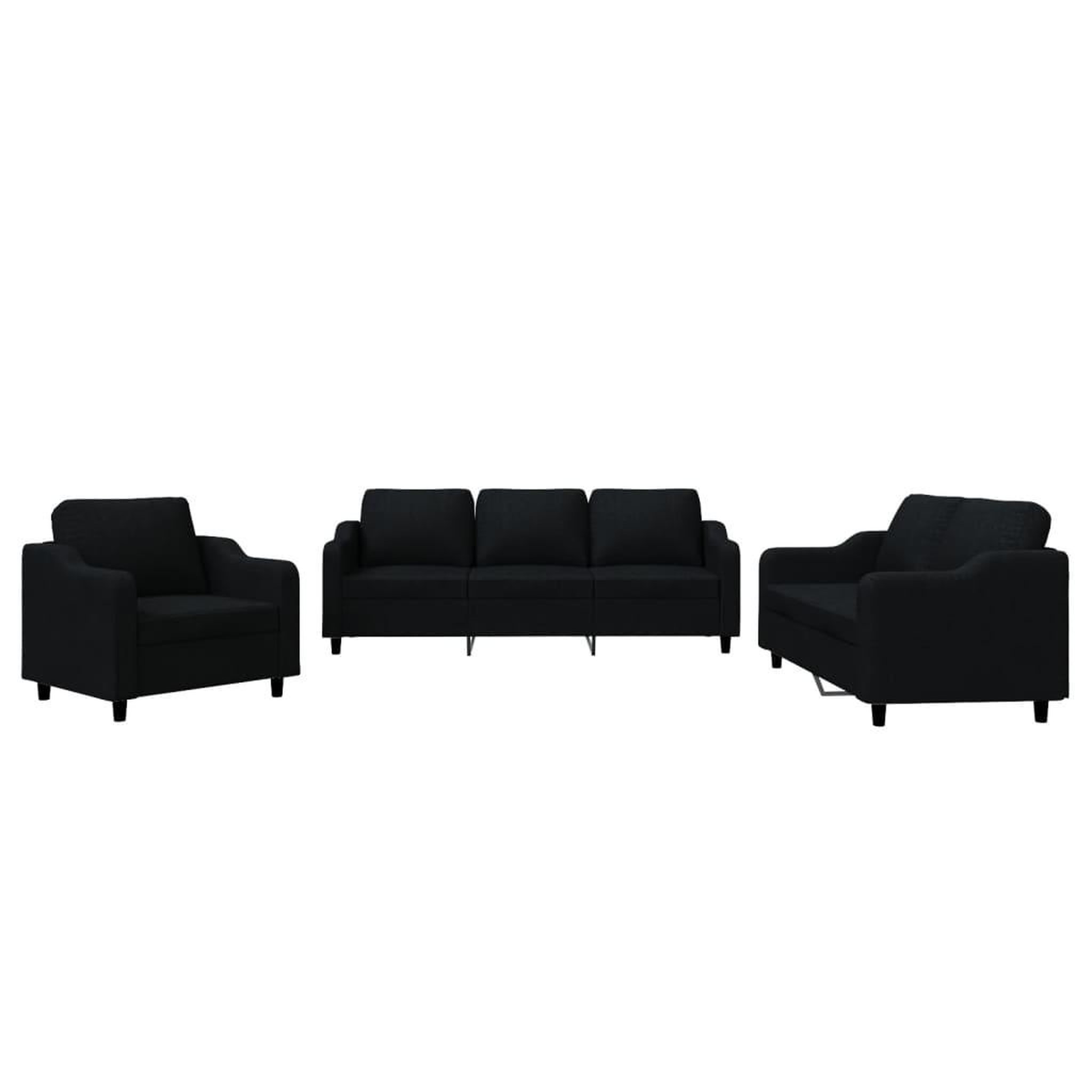 Voir la diapositive 2 : VIDAXL Ensemble de canapes 3 pcs avec coussins Noir Tissu