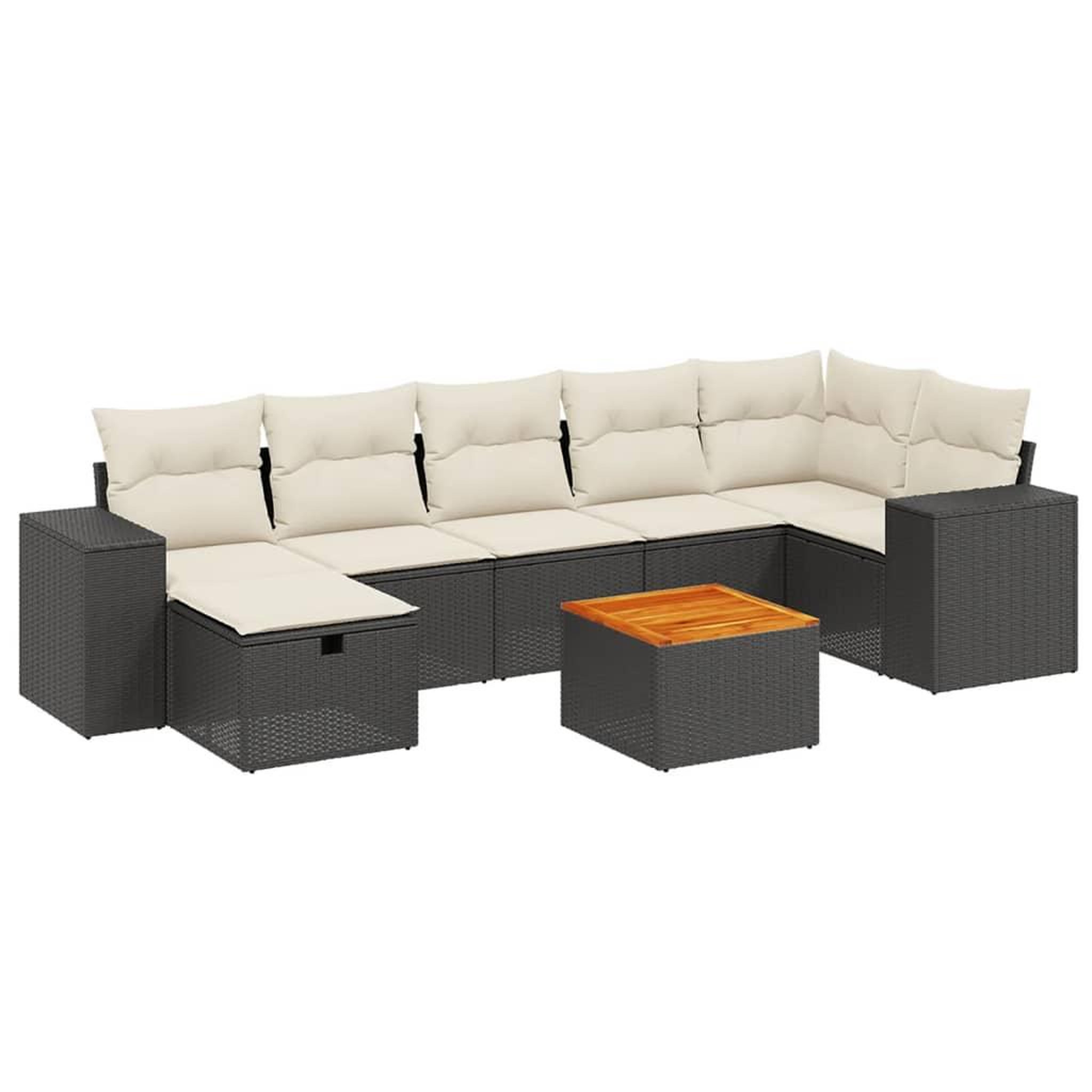 Voir la diapositive 2 : VIDAXL Salon de jardin 8 pcs avec coussins noir resine tressee