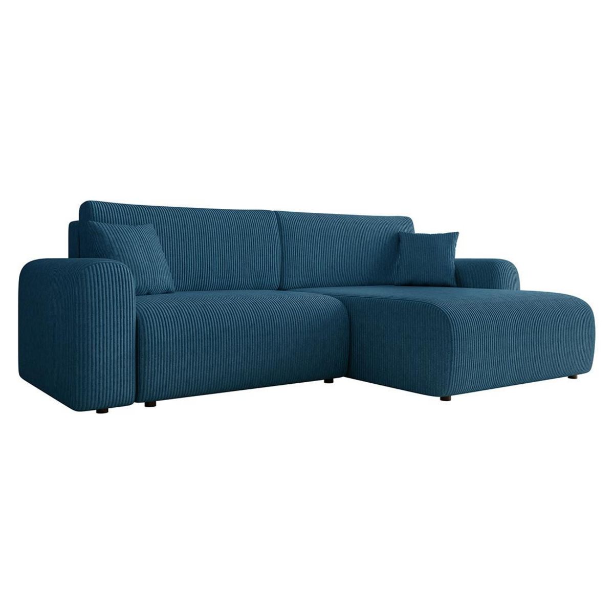 BEST MOBILIER Naomi - canapé d'angle réversible 4 places convertible avec coffre en velours côtelé