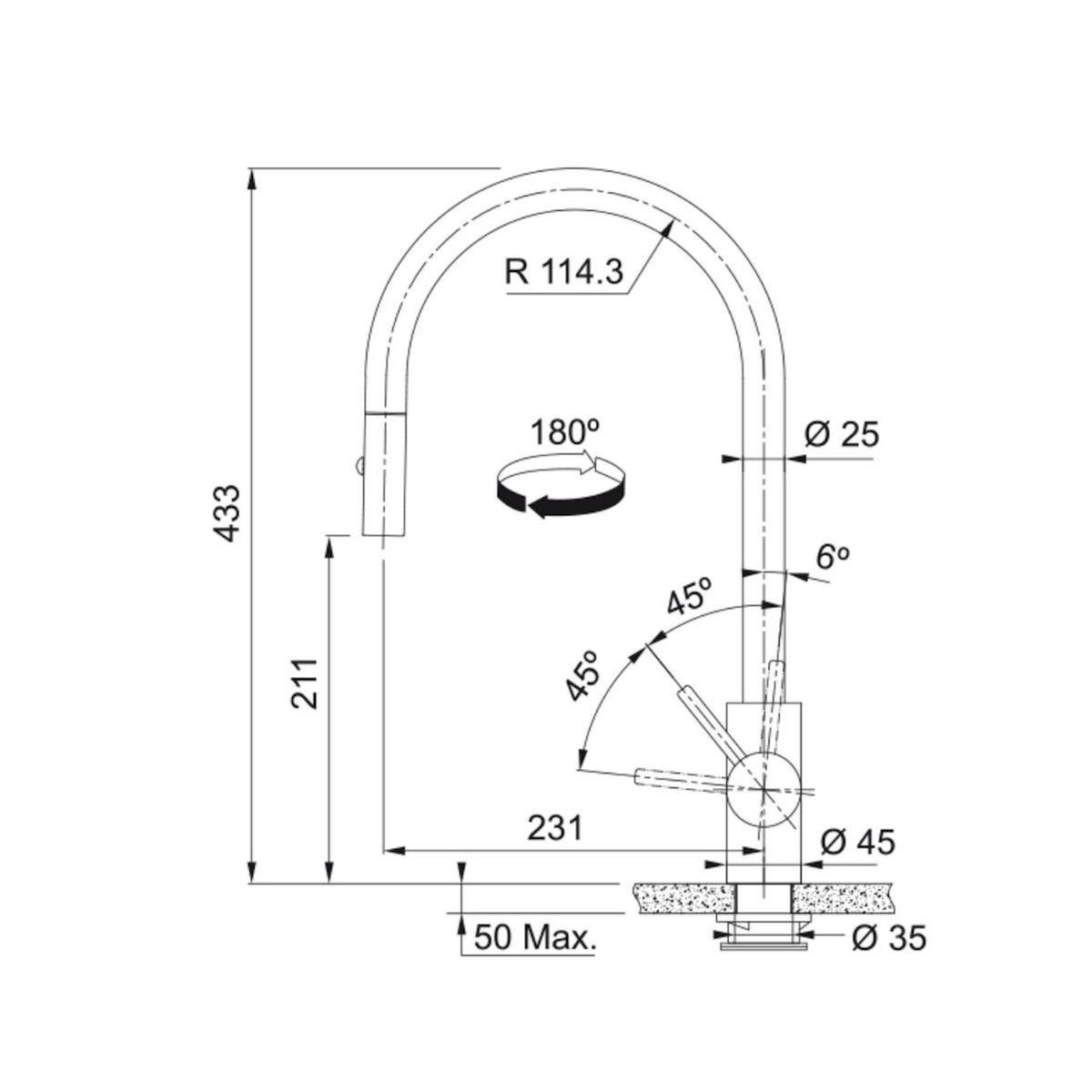 franke Mitigeur avec douchette anthracite - 911276SBVL