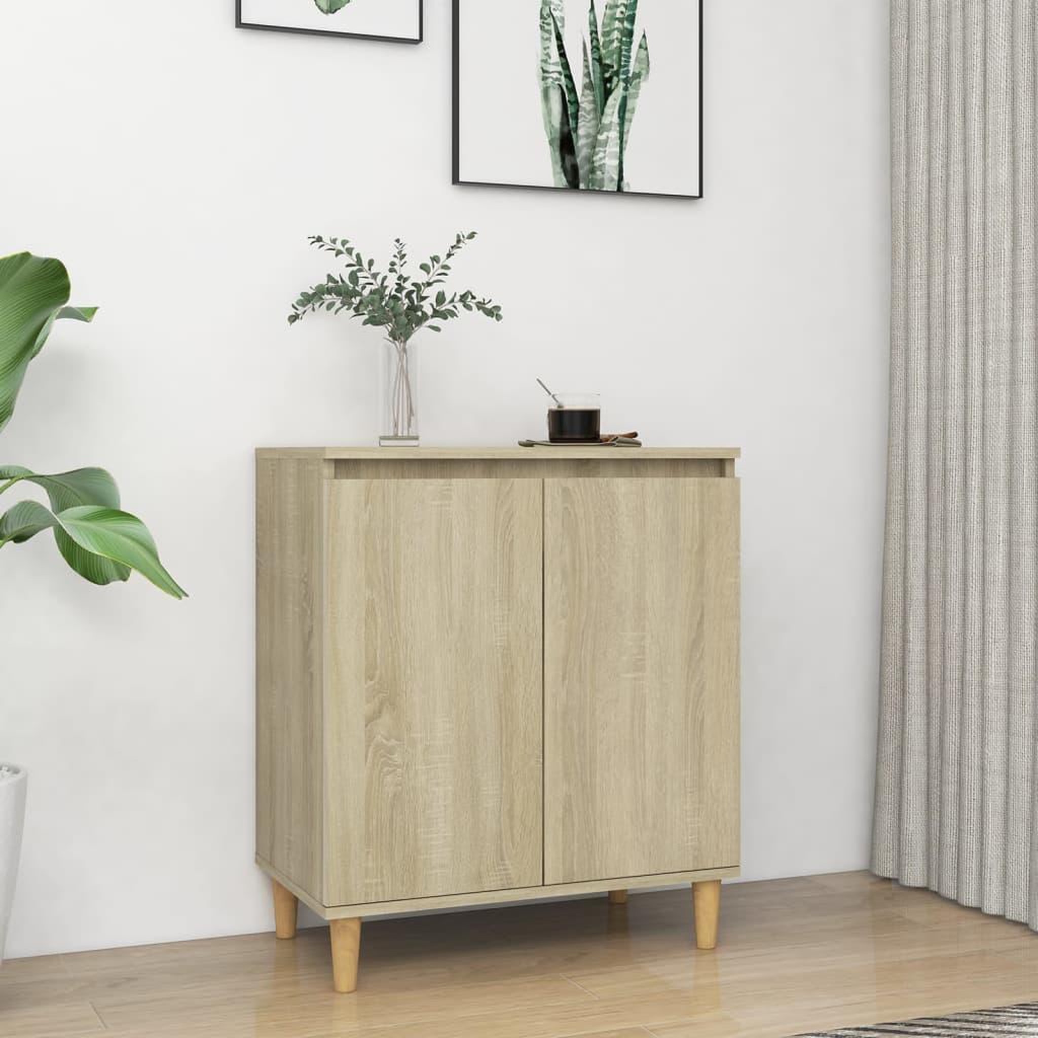 Voir la diapositive 1 : VIDAXL Buffet avec pieds en bois Chene sonoma Bois d'ingenierie