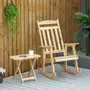 OUTSUNNY Fauteuil de jardin à bascule avec table basse rocking chair style rural chic bois sapin pré-huilé